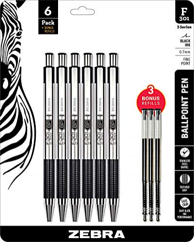 Foto 2 pulgar | Venta Internacional - Bolígrafo Zebra F-301 De Acero Inoxidable De Punta Fina X6