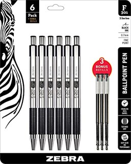 Foto 6 | Venta Internacional - Bolígrafo Zebra F-301 De Acero Inoxidable De Punta Fina X6