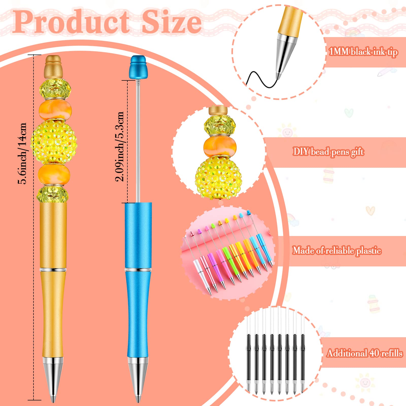Foto 4 | Venta Internacional - Bolígrafo Beadable Outus Macaroon Color Con Recambios Adicionales 20 Unidades
