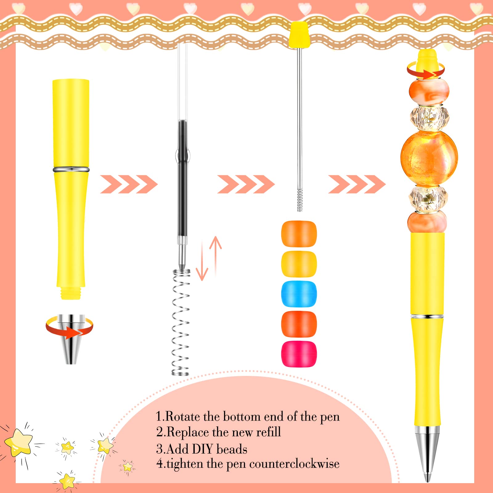 Foto 5 | Venta Internacional - Bolígrafo Beadable Outus Macaroon Color Con Recambios Adicionales 20 Unidades