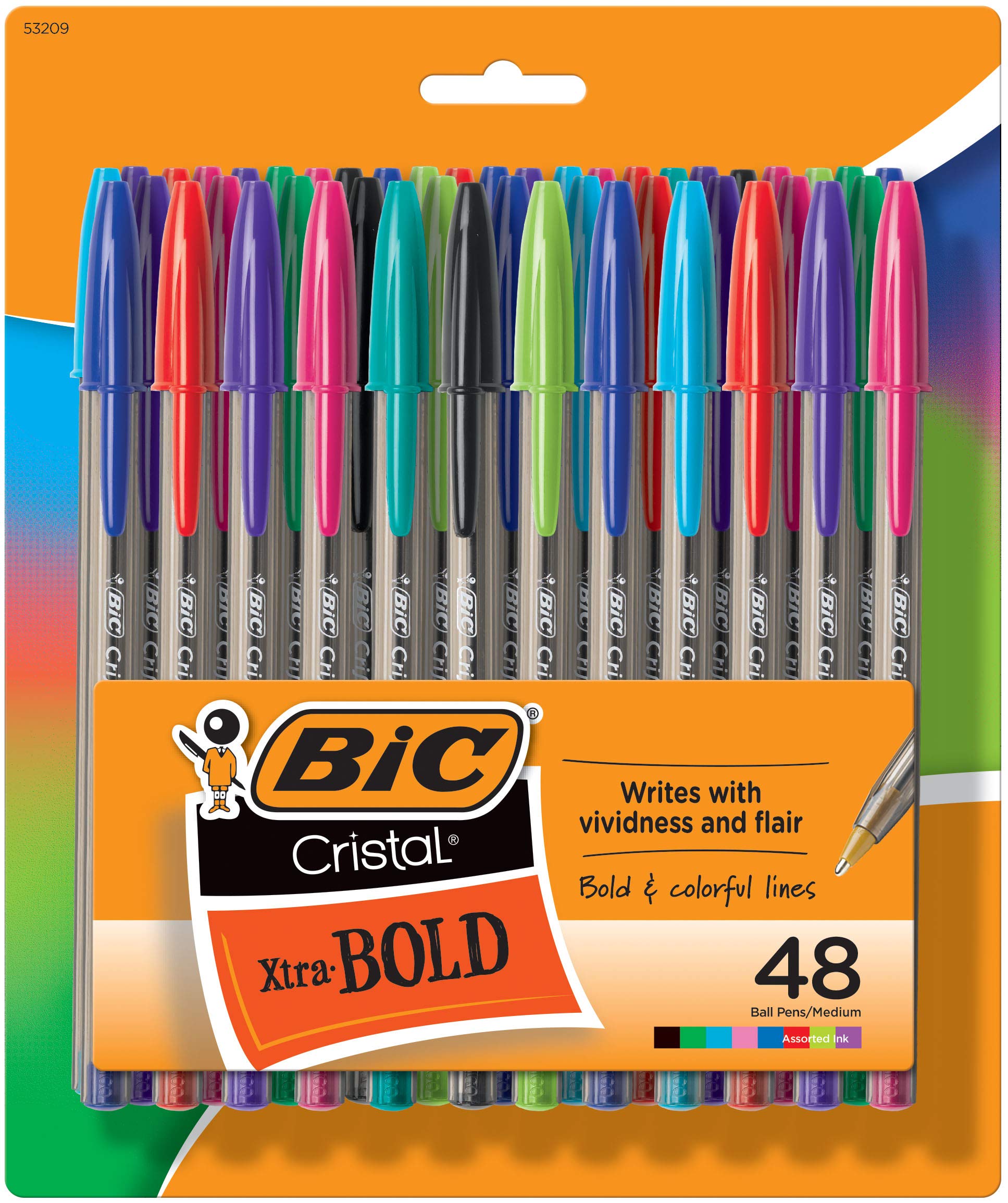 Foto 2 pulgar | Venta Internacional - Bolígrafos BIC Cristal Xtra Bold Fashion 1 Paquete de 48 Unidades