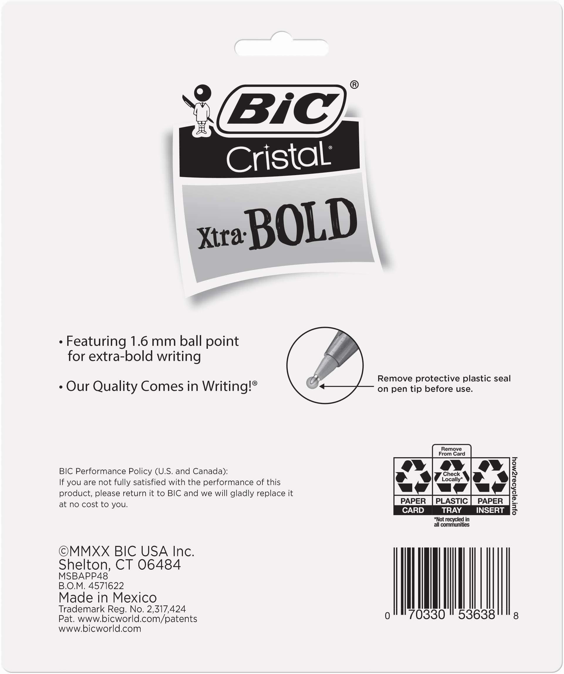 Foto 3 pulgar | Venta Internacional - Bolígrafos BIC Cristal Xtra Bold Fashion 1 Paquete de 48 Unidades
