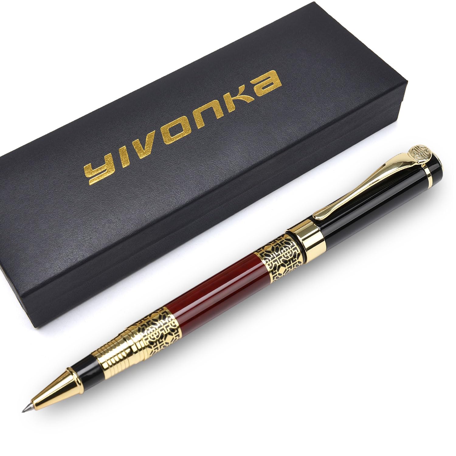 Bolígrafo Yivonka Negro con Recambio y Caja de Regalo