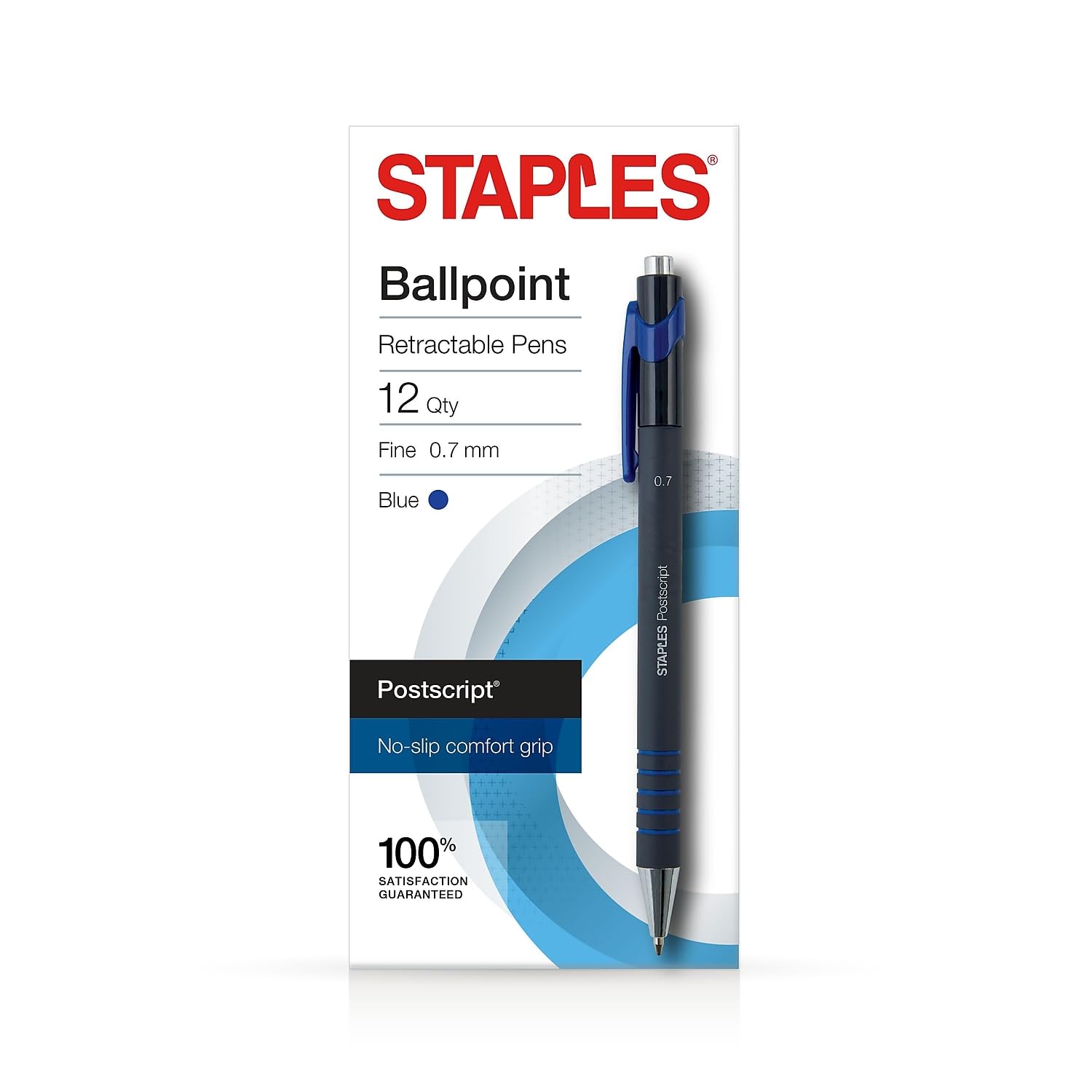 Foto 2 pulgar | Bolígrafo retráctil Staples Postscript Punta Fina Blue Dozen - Venta Internacional