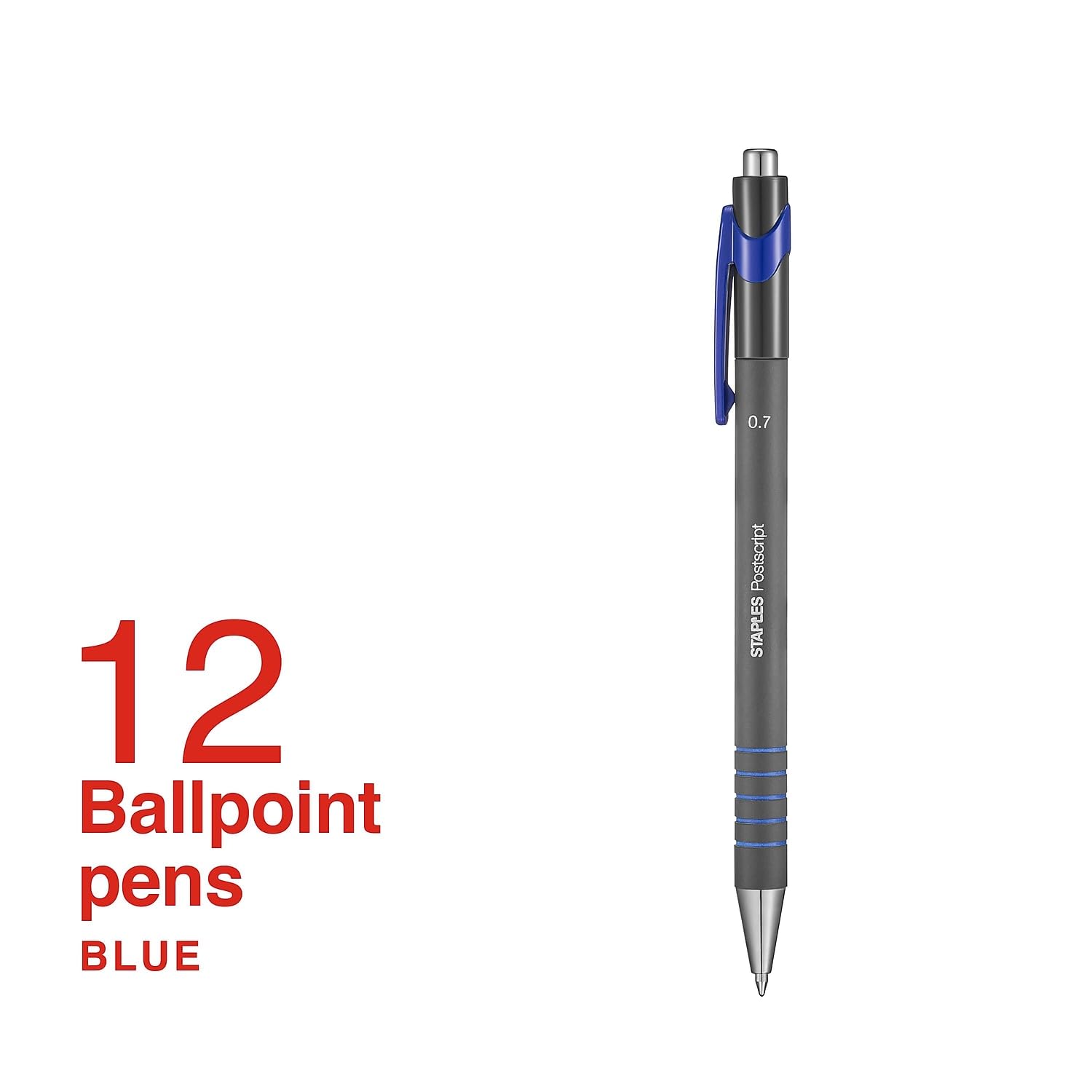 Foto 2 | Bolígrafo retráctil Staples Postscript Punta Fina Blue Dozen - Venta Internacional