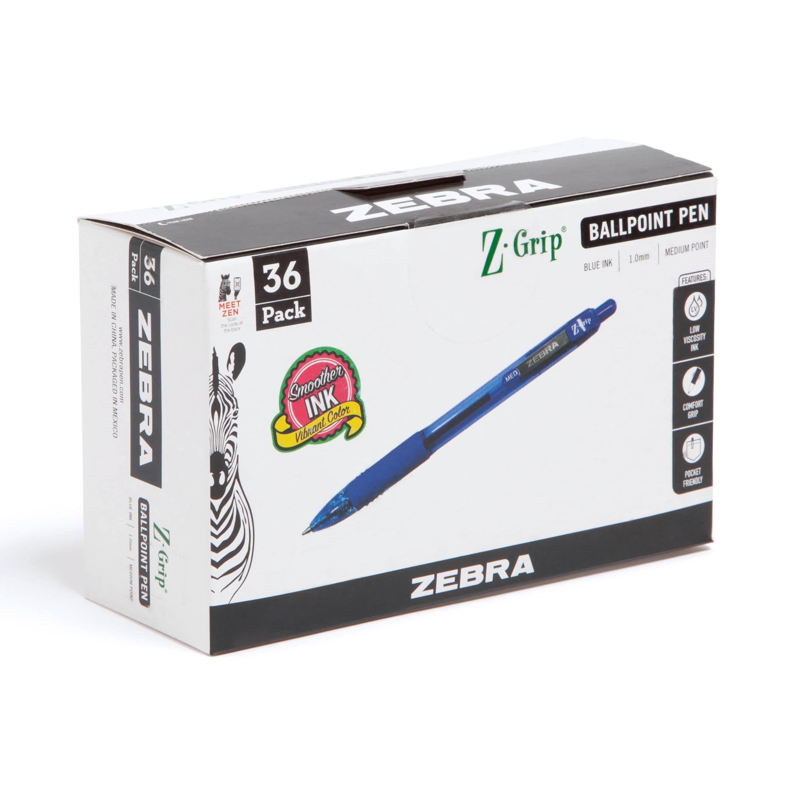 Bolígrafo Zebra Z-grip Retráctil, Tamaño Mediano, Azul, Paquete De 36 - Venta Internacional. $1,212