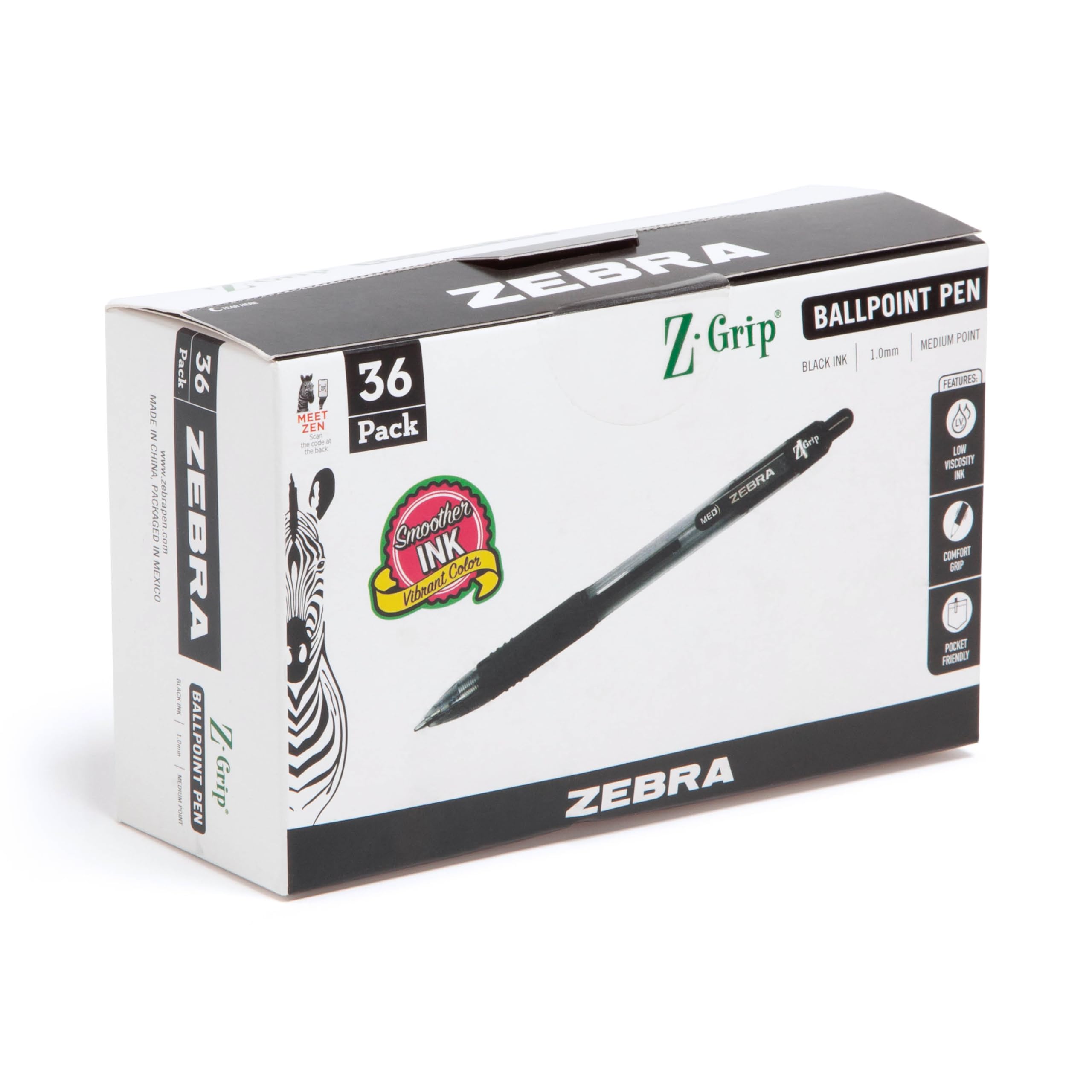 Foto 2 pulgar | Bolígrafo Zebra Z-grip Retráctil, Tamaño Mediano, 1.0 Mm, Paquete De 36 - Venta Internacional.