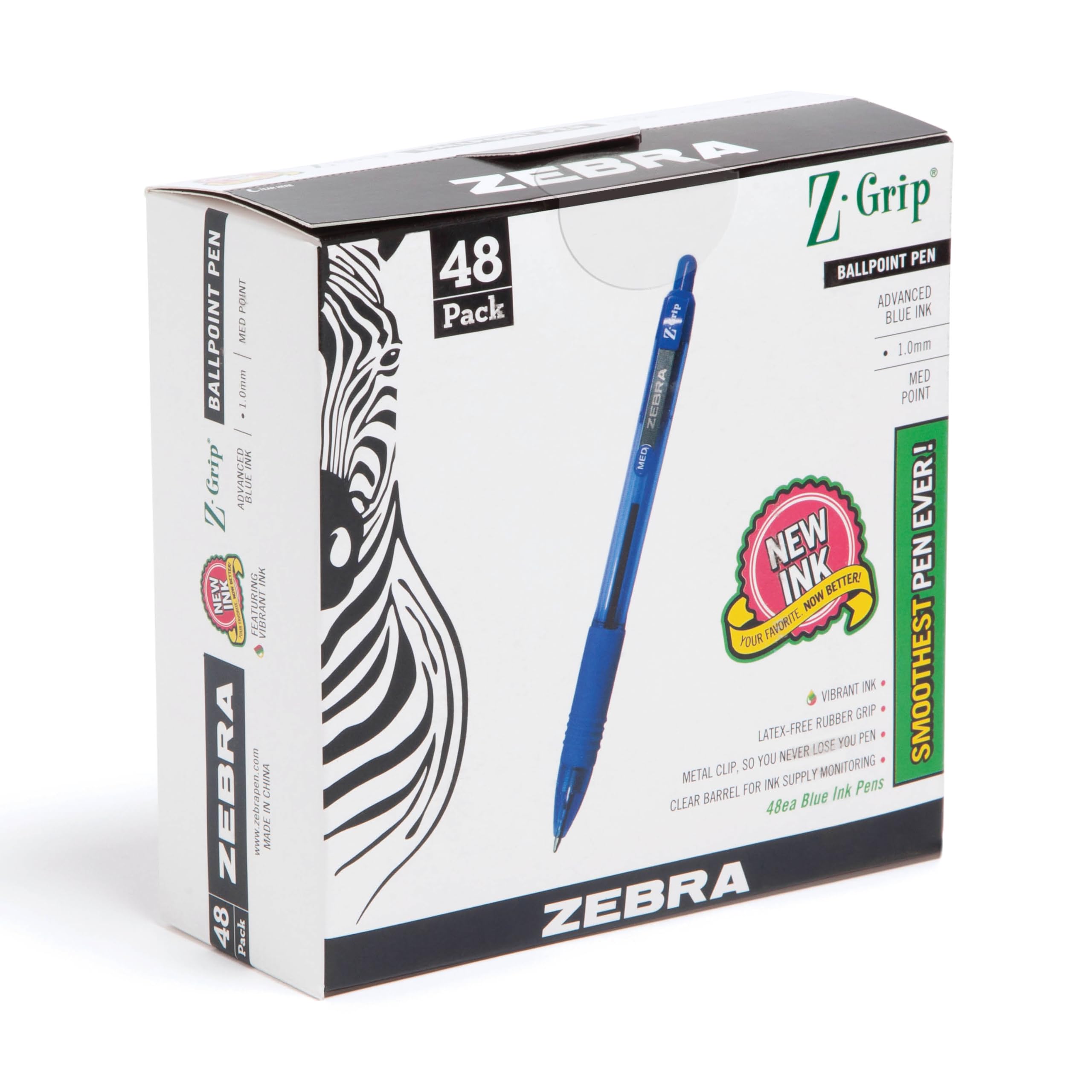 Foto 2 pulgar | Bolígrafo Zebra Z-grip Retráctil De Tinta Azul Mediana 48 - Venta Internacional.