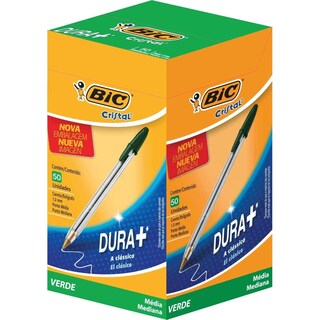 Foto 3 | Bolígrafo Bic Cristal, Tamaño Mediano, Punta De 1 Mm, Color Verde, Paquete De 50 - Venta Internacional.