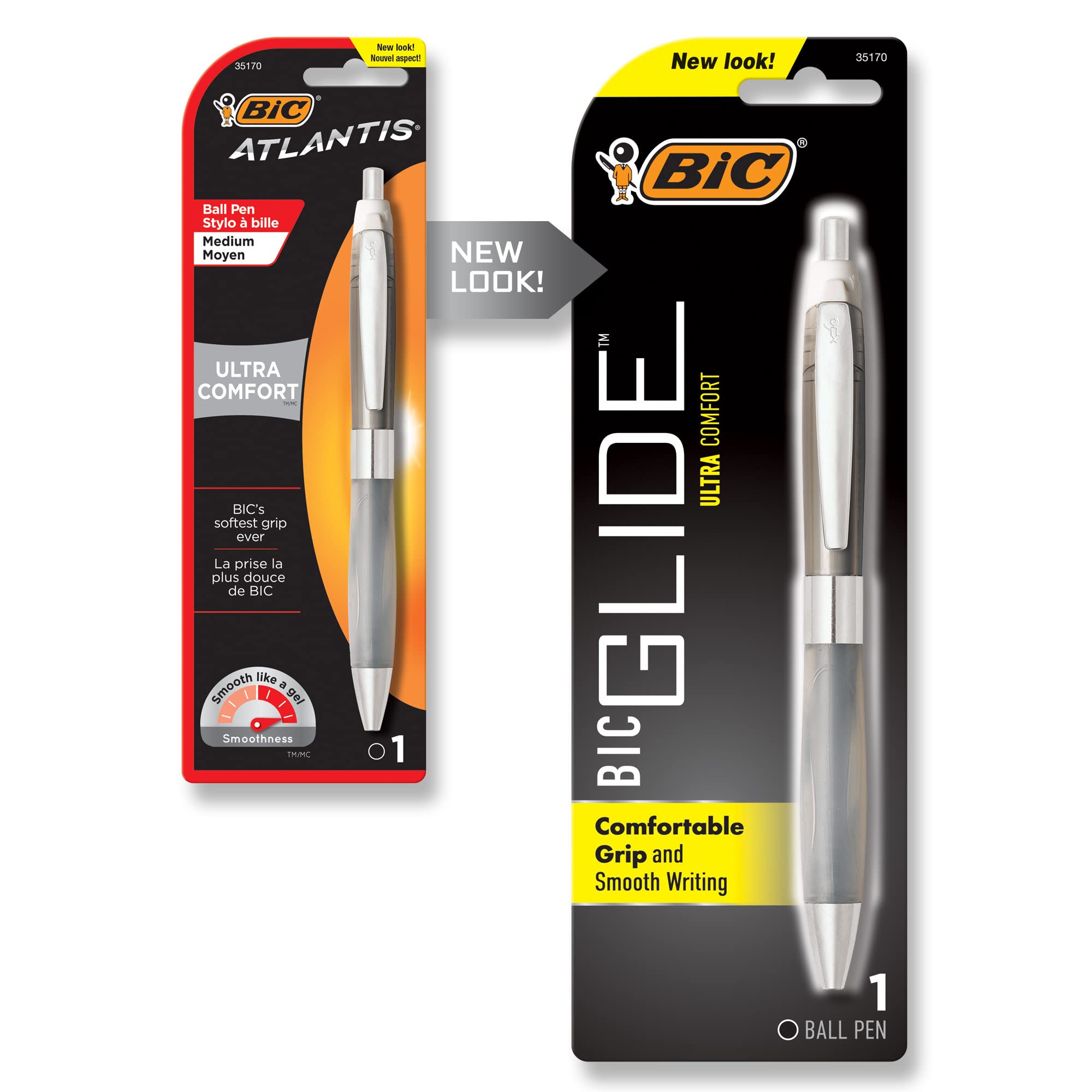 Foto 3 pulgar | Bolígrafo Retráctil Pen Bic Glide Ultra Comfort, Color Negro - Venta Internacional.