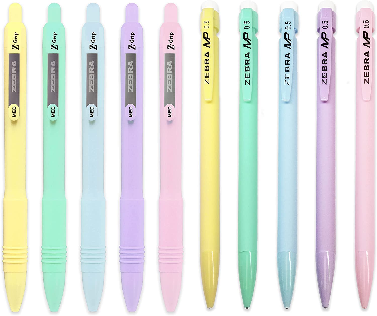 Set De Bolígrafos Y Lápices Zebra Z-grip Smooth Pastel Barrel X10 - Venta Internacional. $396
