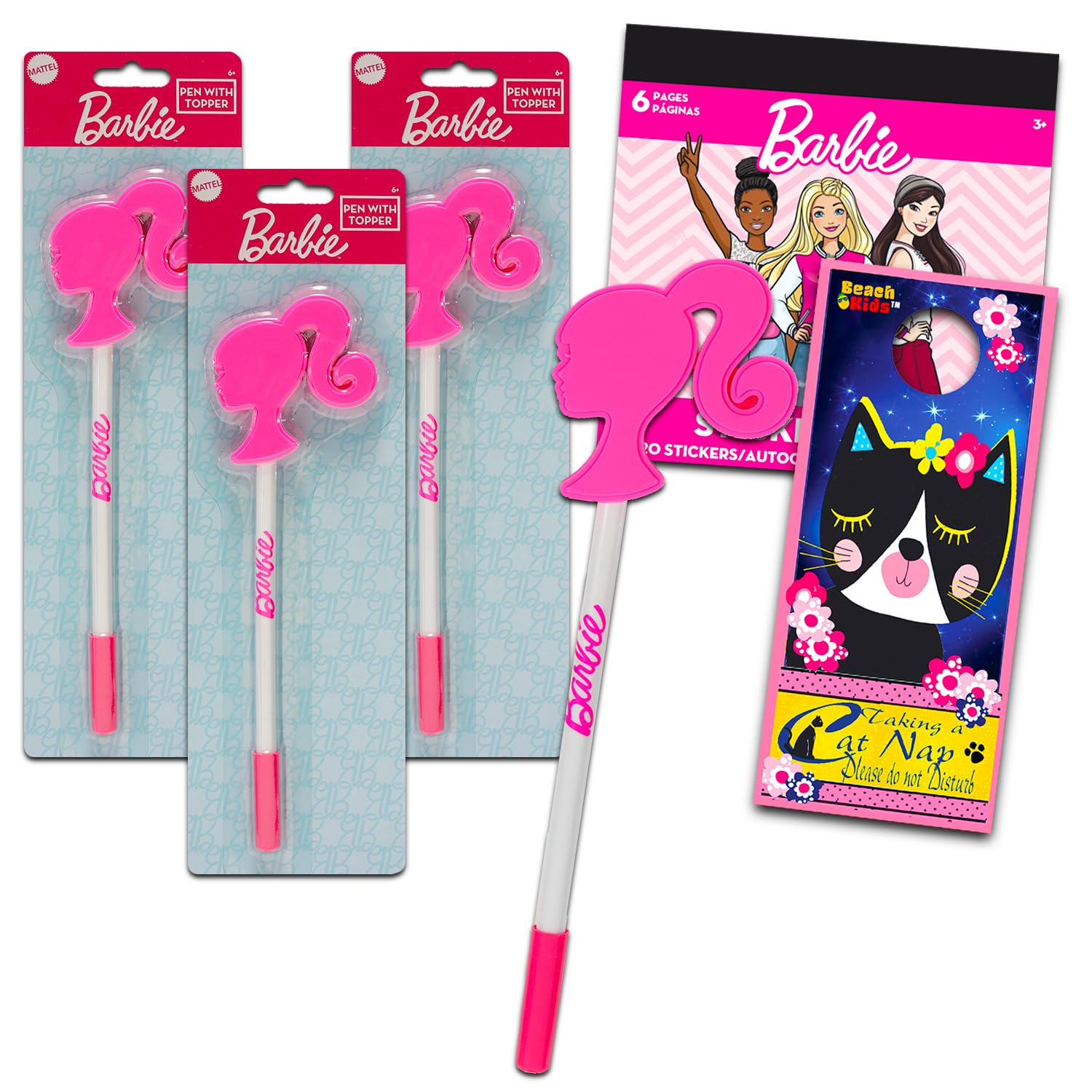 Foto 2 pulgar | Juego De Bolígrafos Barbie School Supplies, 3 Bolígrafos Con Pegatinas - Venta Internacional.