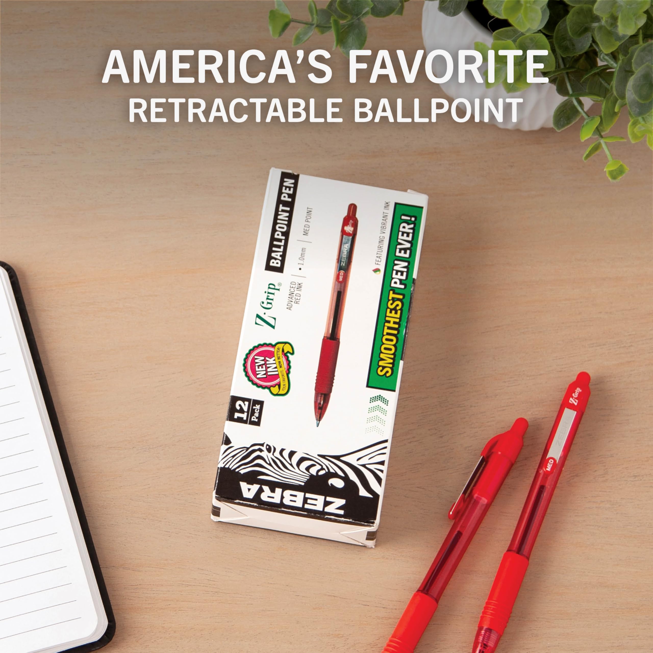 Foto 2 | Bolígrafo Zebra Pen Z, Retráctil, Tamaño Mediano, Rojo, 12 Unidades - Venta Internacional.