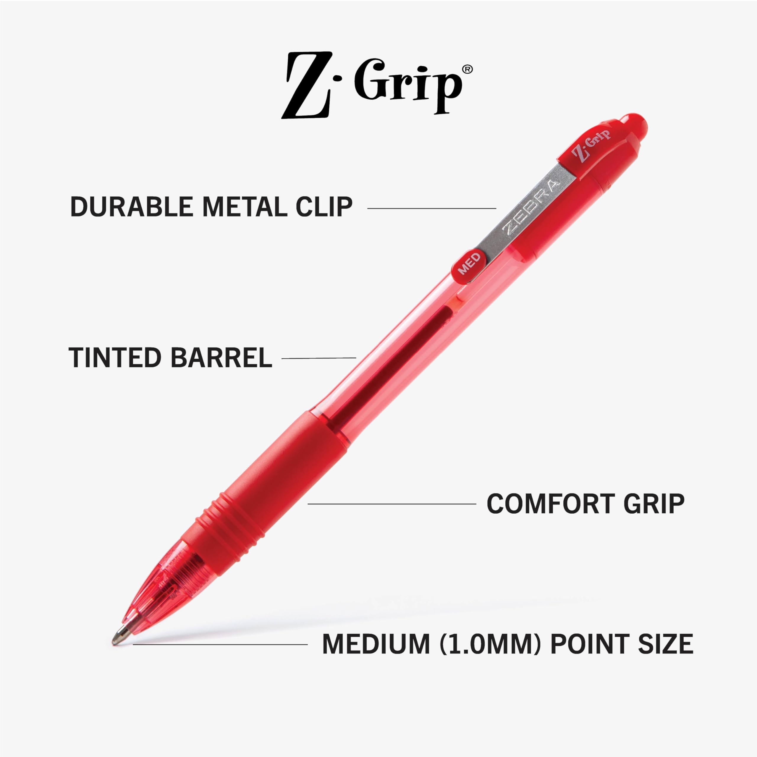 Foto 4 pulgar | Bolígrafo Zebra Pen Z, Retráctil, Tamaño Mediano, Rojo, 12 Unidades - Venta Internacional.