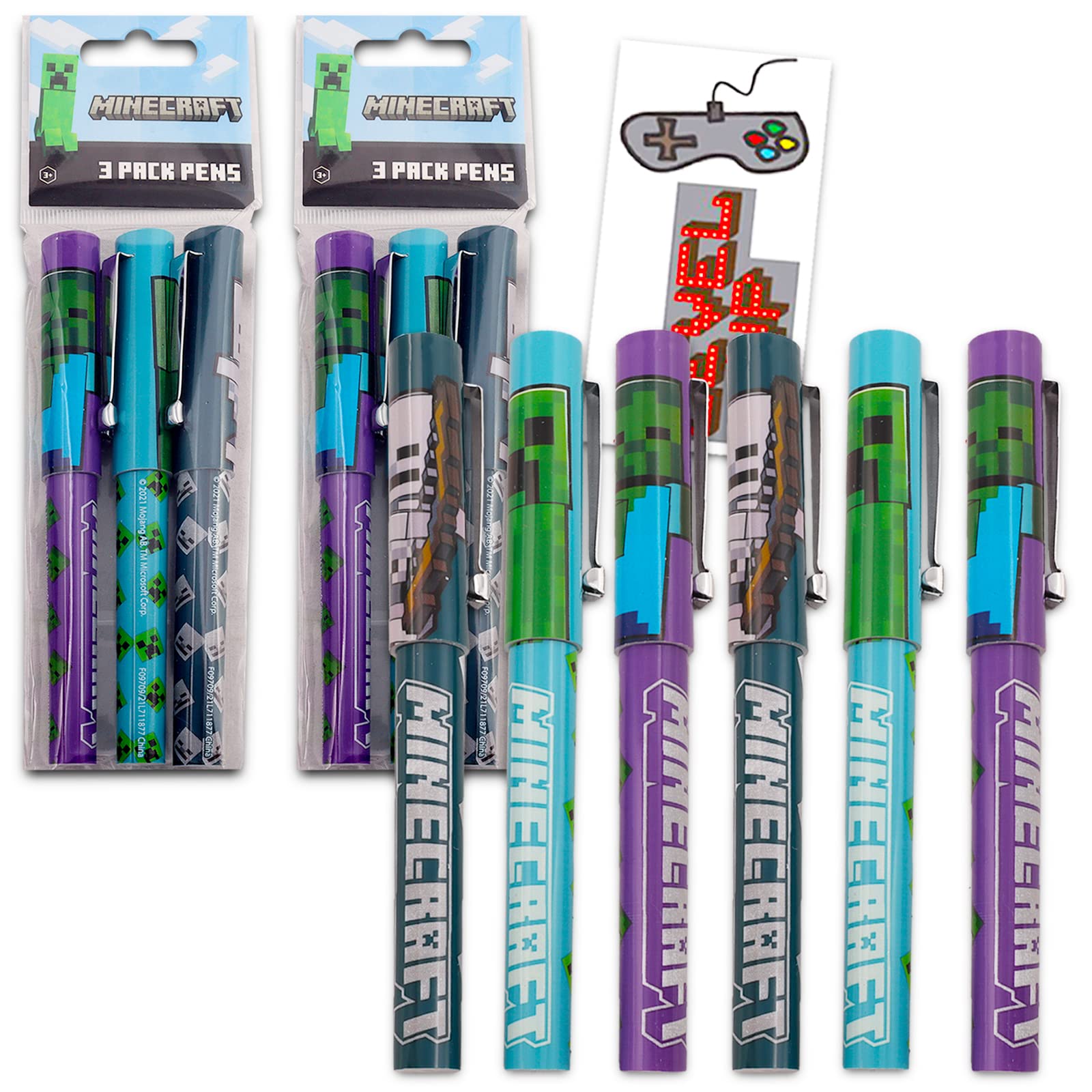 Juego De Bolígrafos Minecraft Mojang 6 Con Pegatinas Para Niños - Venta Internacional. $495