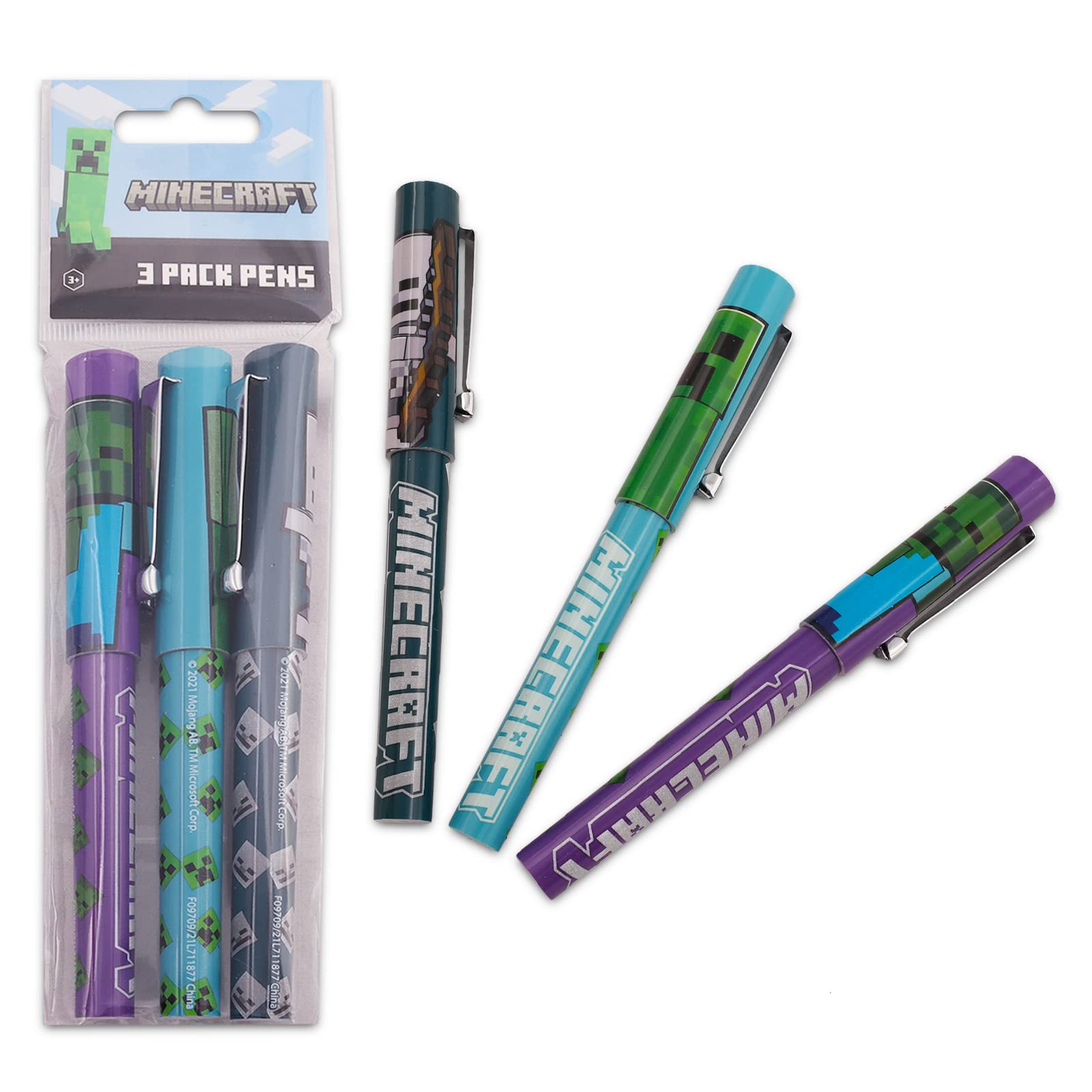 Foto 3 pulgar | Juego De Bolígrafos Minecraft Mojang 6 Con Pegatinas Para Niños - Venta Internacional.