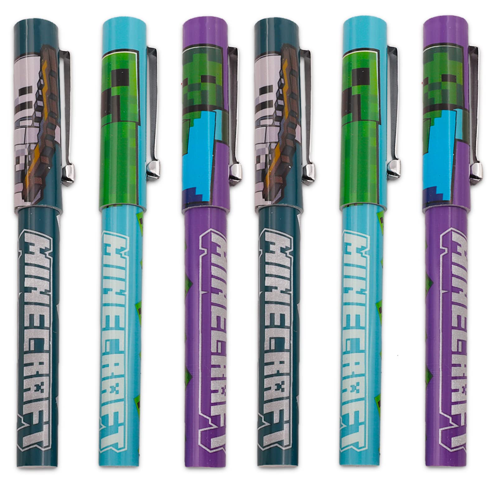 Foto 3 | Juego De Bolígrafos Minecraft Mojang 6 Con Pegatinas Para Niños - Venta Internacional.