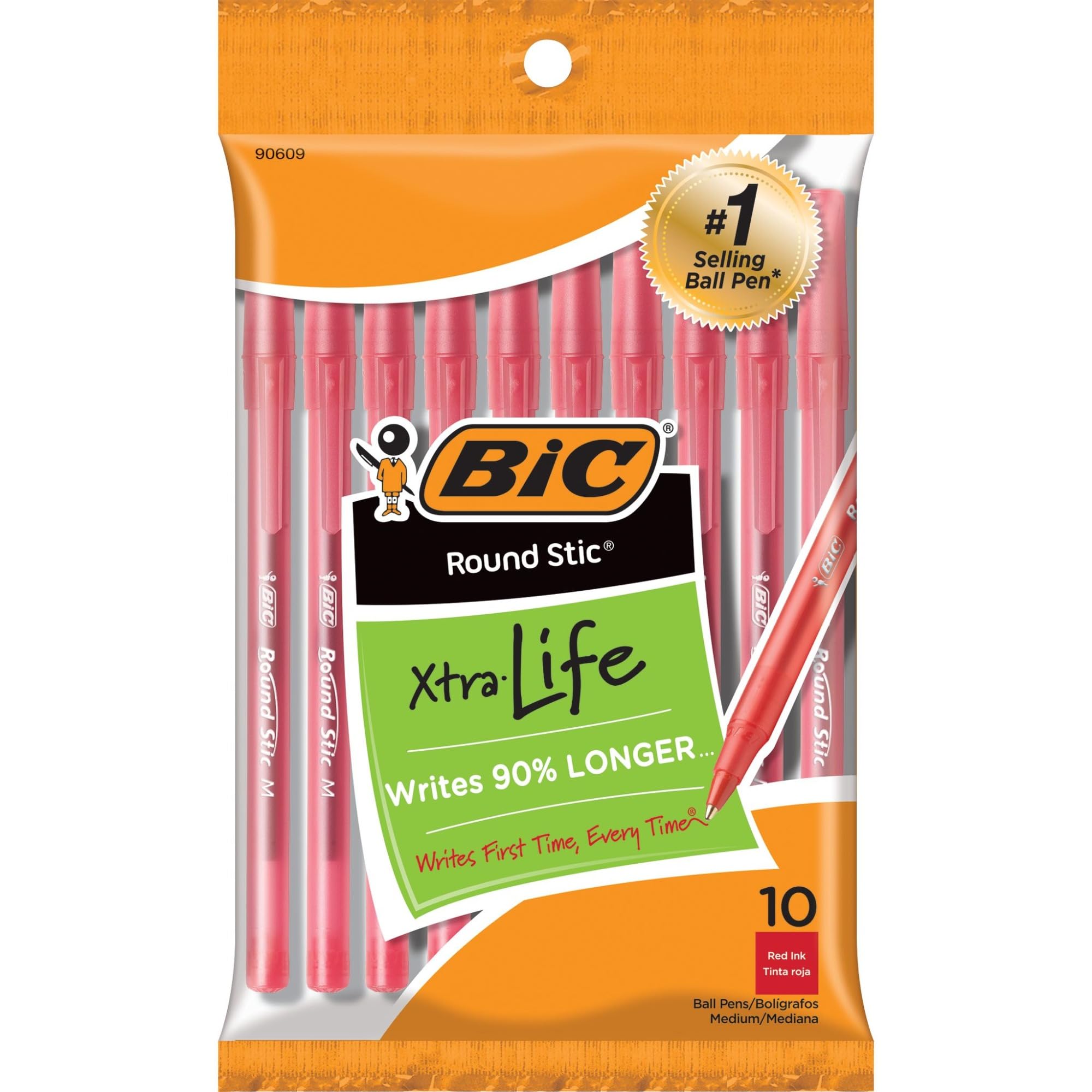Foto 2 pulgar | Bolígrafos Bic Round Stick Xtra Life, Color Rojo, 1 Mm, Paquete De 10 - Venta Internacional.