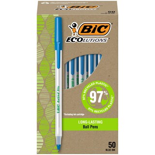 Foto 1 | Bolígrafos Bic Ecolutions Punta Redonda Azul 50 Piezas - Venta Internacional