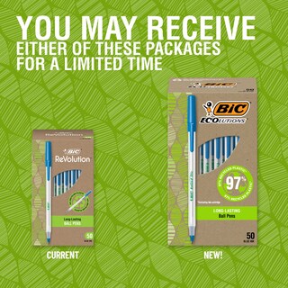Foto 3 | Bolígrafos Bic Ecolutions Punta Redonda Azul 50 Piezas - Venta Internacional