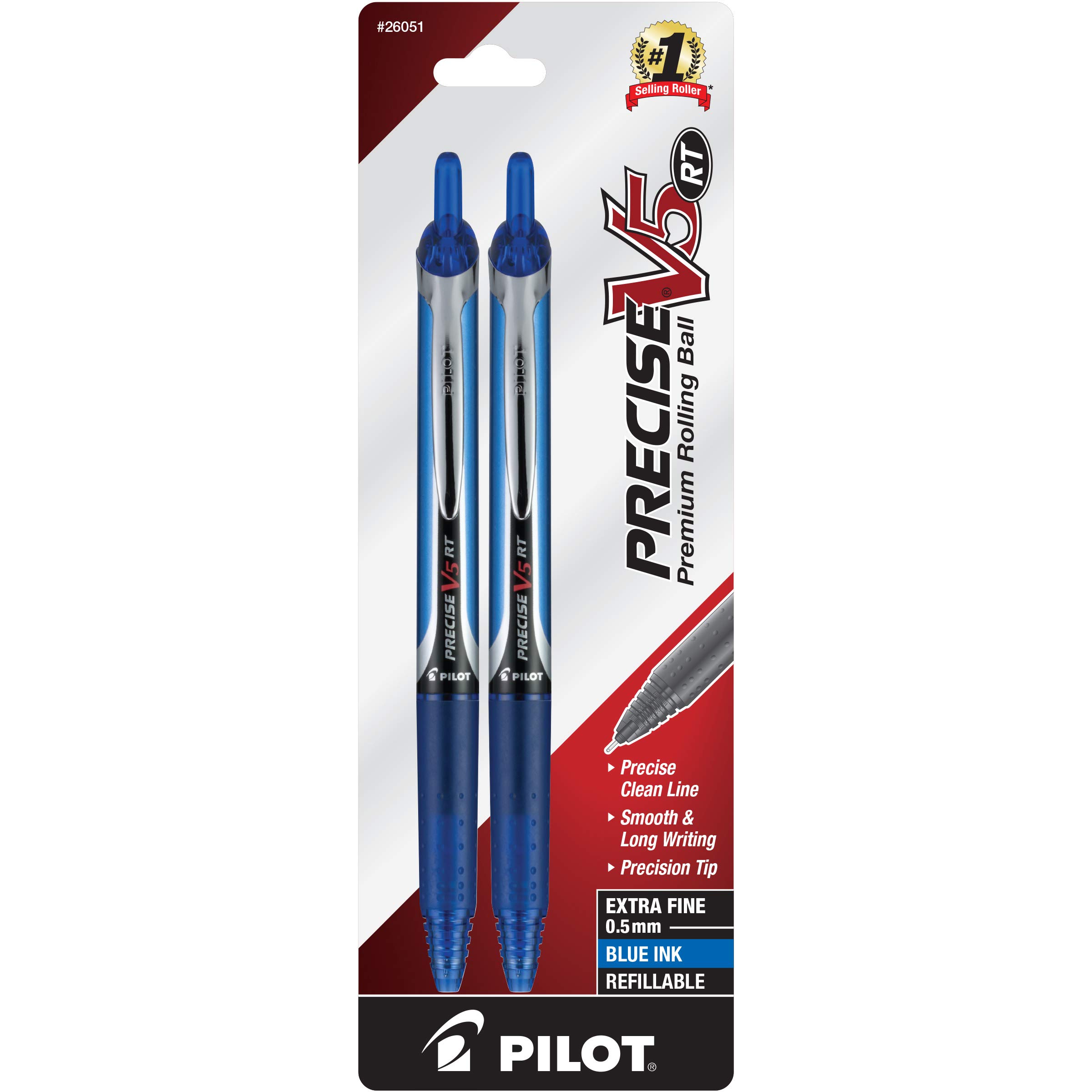 Bolígrafos Con Ruedas Pilot Precise V5 Rt, Tinta Azul 0,5 Mm, Paquete De 2 - Venta Internacional.