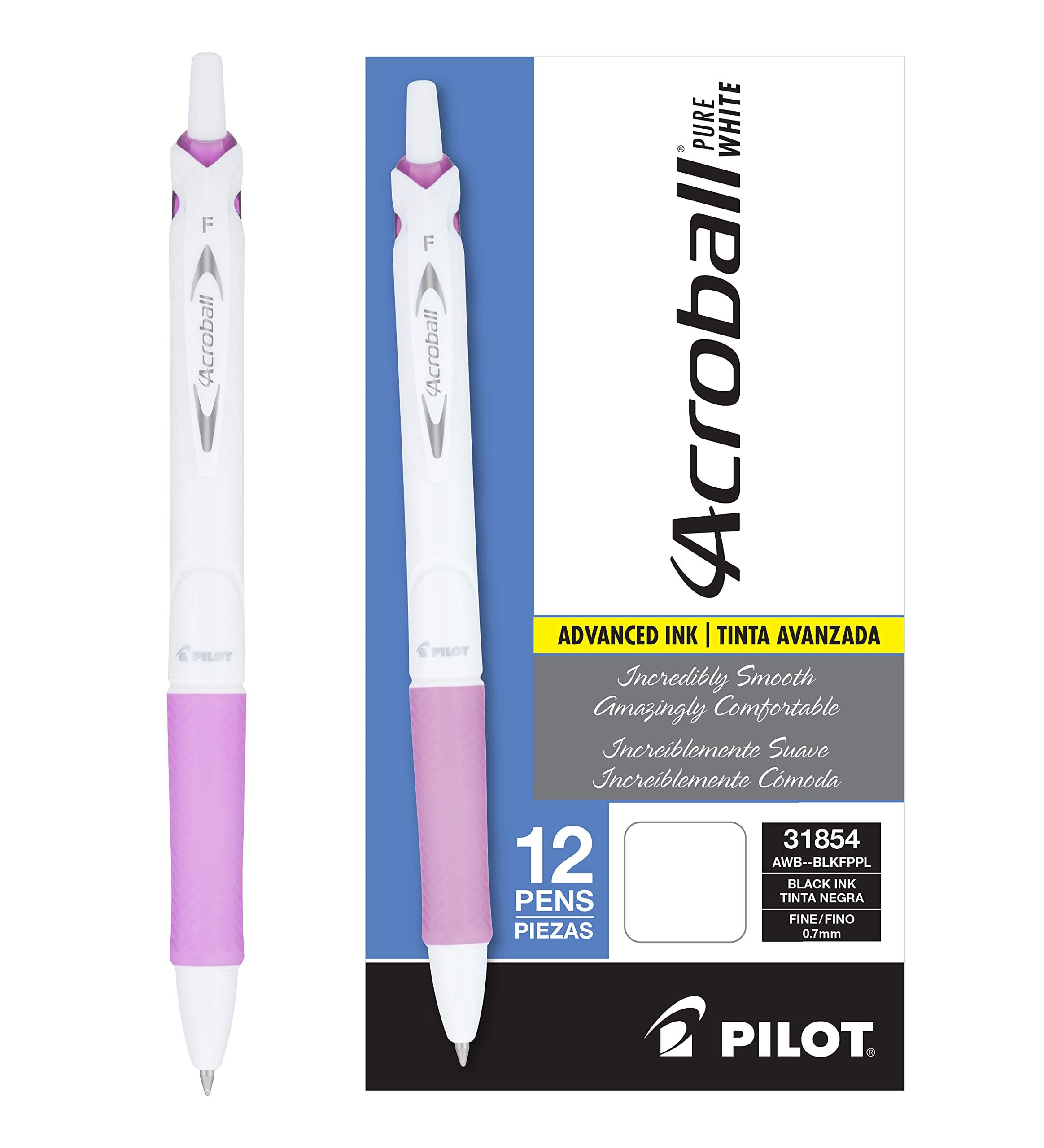 Bolígrafo Pilot Acroball Purewhite Retráctil - Venta Internacional