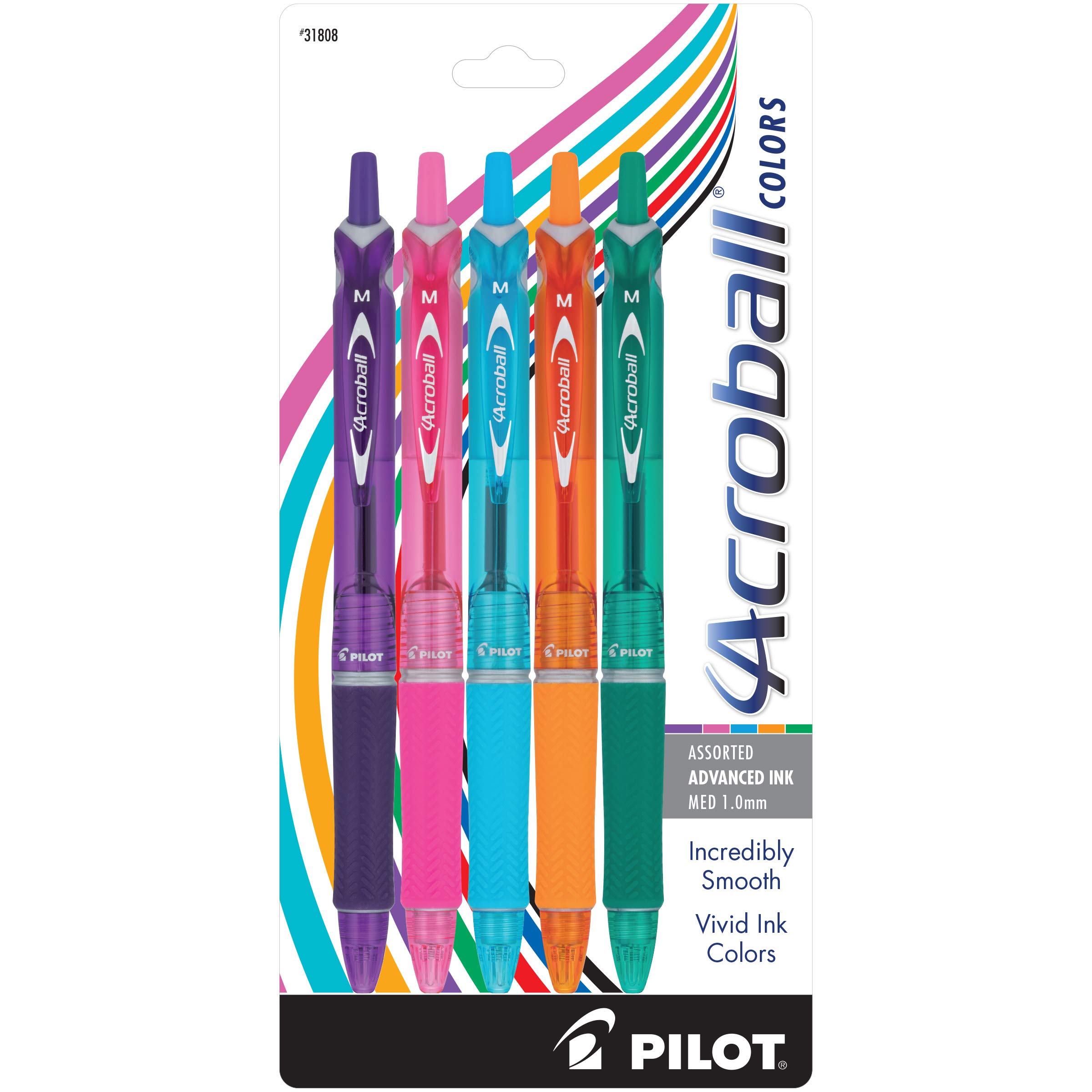 Bolígrafos Pilot Acroball Colors Tinta Negra 5 Piezas- Venta Internacional
