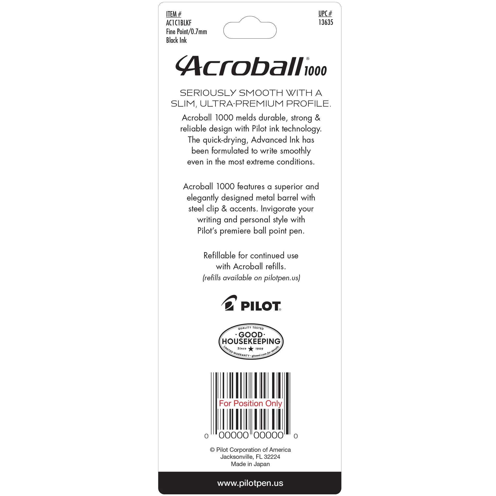 Foto 3 pulgar | Bolígrafo Pilot Acroball 1000 Ultrapremium Negro - Venta Internacional