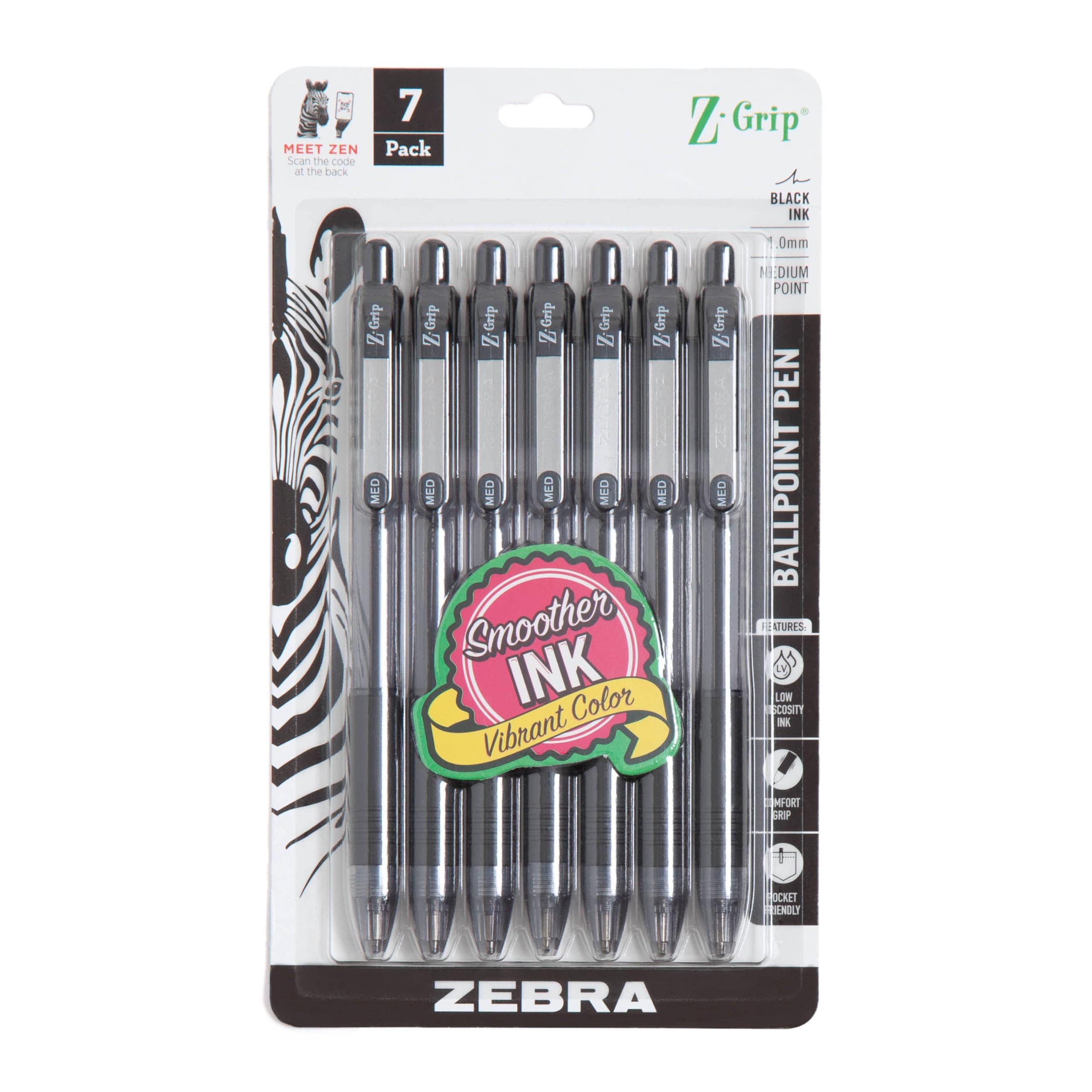 Bolígrafo Zebra Z-grip Rt Bp Negro, Paquete De 7 - Venta Internacional. $341