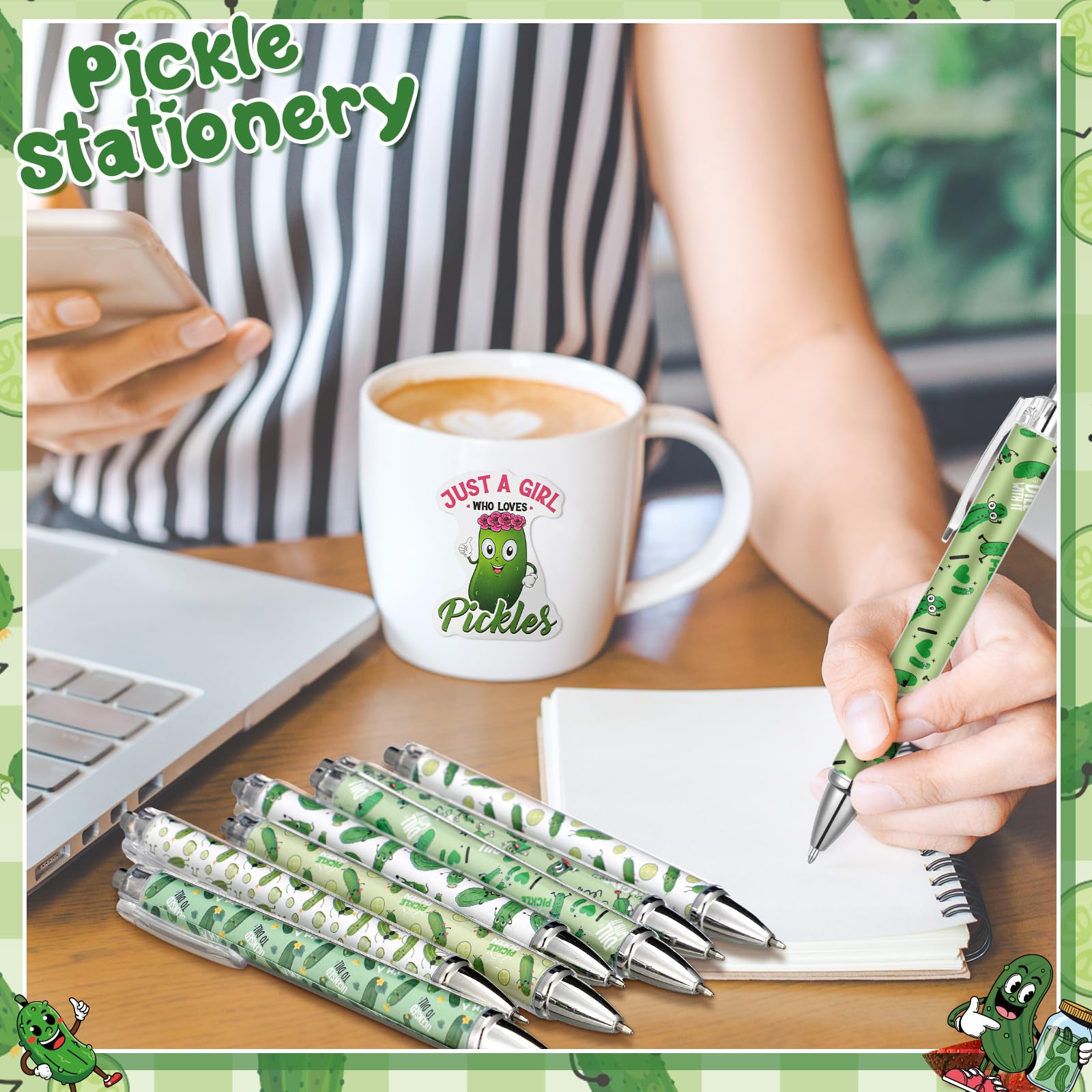 Foto 6 pulgar | Set De Papelería Frienda Pickle, Bolígrafos De Tinta En Gel Con Bolsa Para Lápices - Venta Internacional.