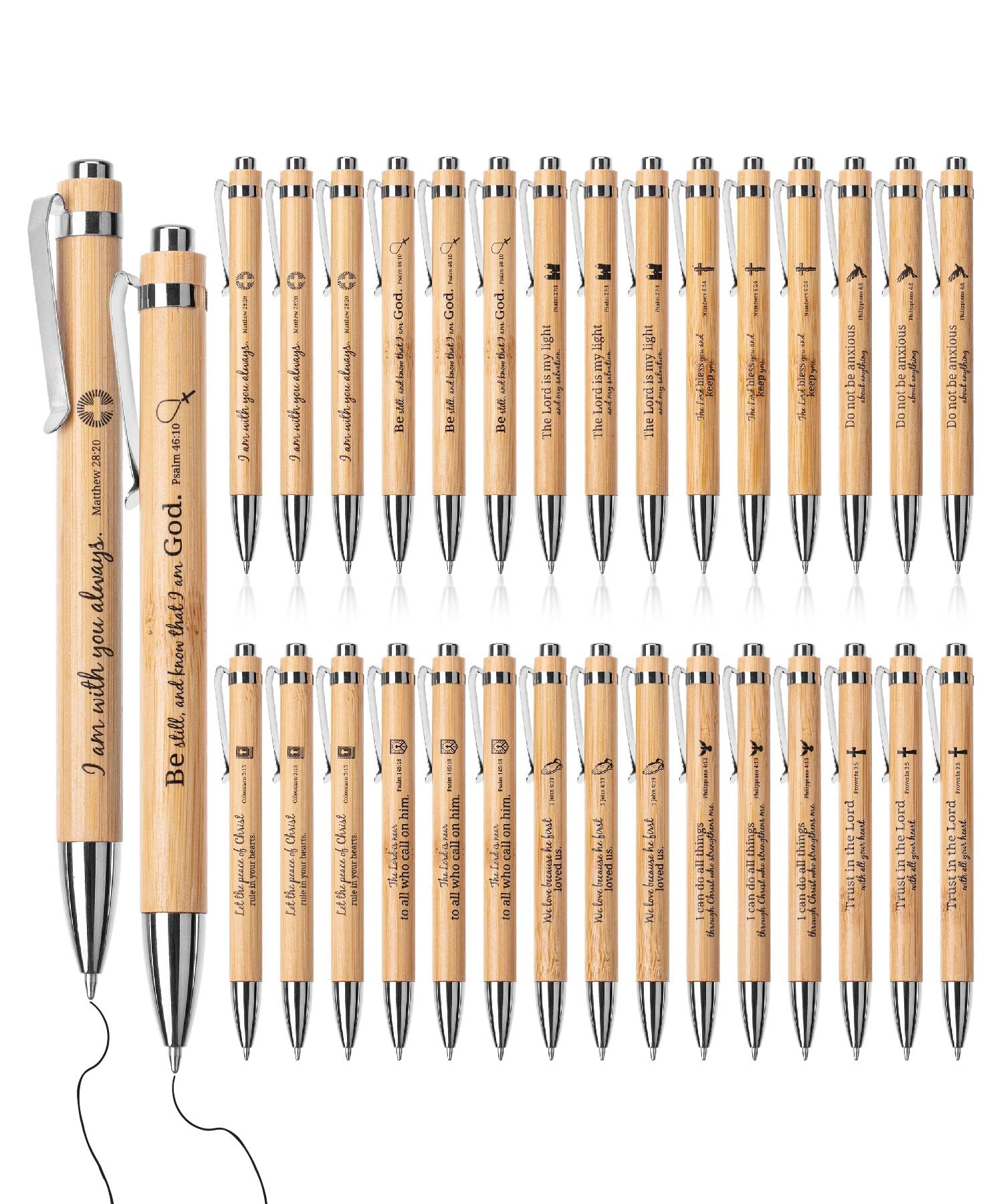 Pen Mr. Pen Bible Verse Bamboo, Paquete De 30 Unidades, Tinta Negra, 1 Mm - Venta Internacional.