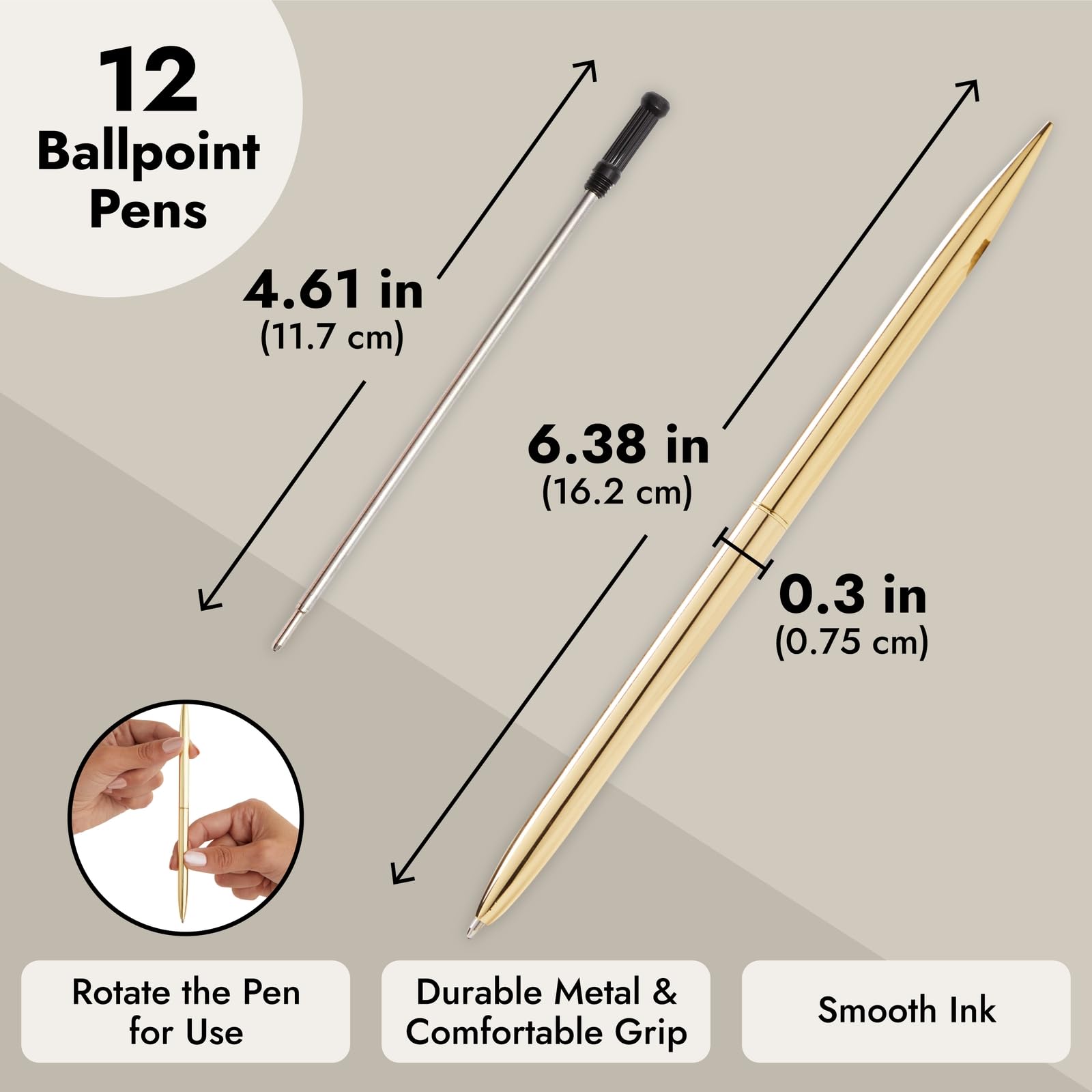 Foto 6 pulgar | Bolígrafo Juvale Gold Con Tinta Negra, Paquete De 12 (1 Mm) - Venta Internacional.