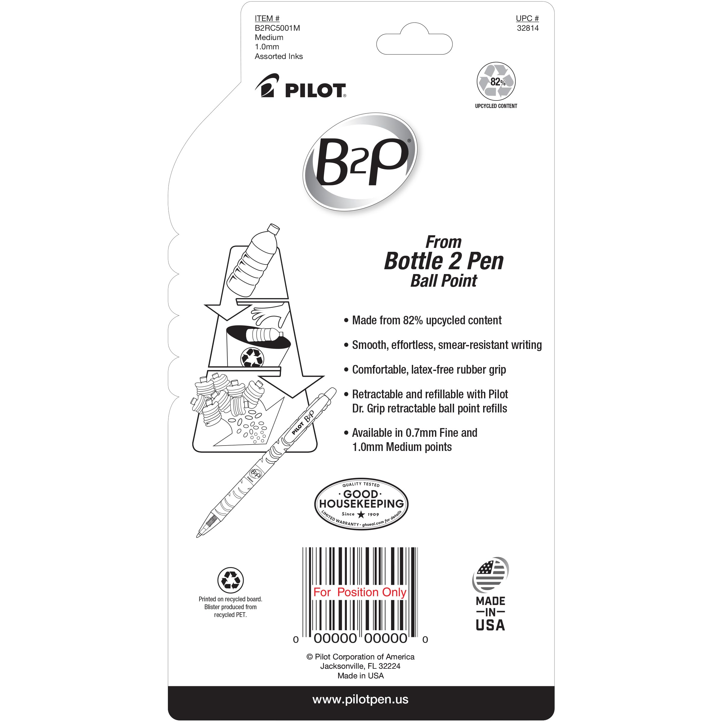 Foto 2 | Bolígrafo Pilot B2p De Botella A Bolígrafo, Paquete De 5 - Venta Internacional.