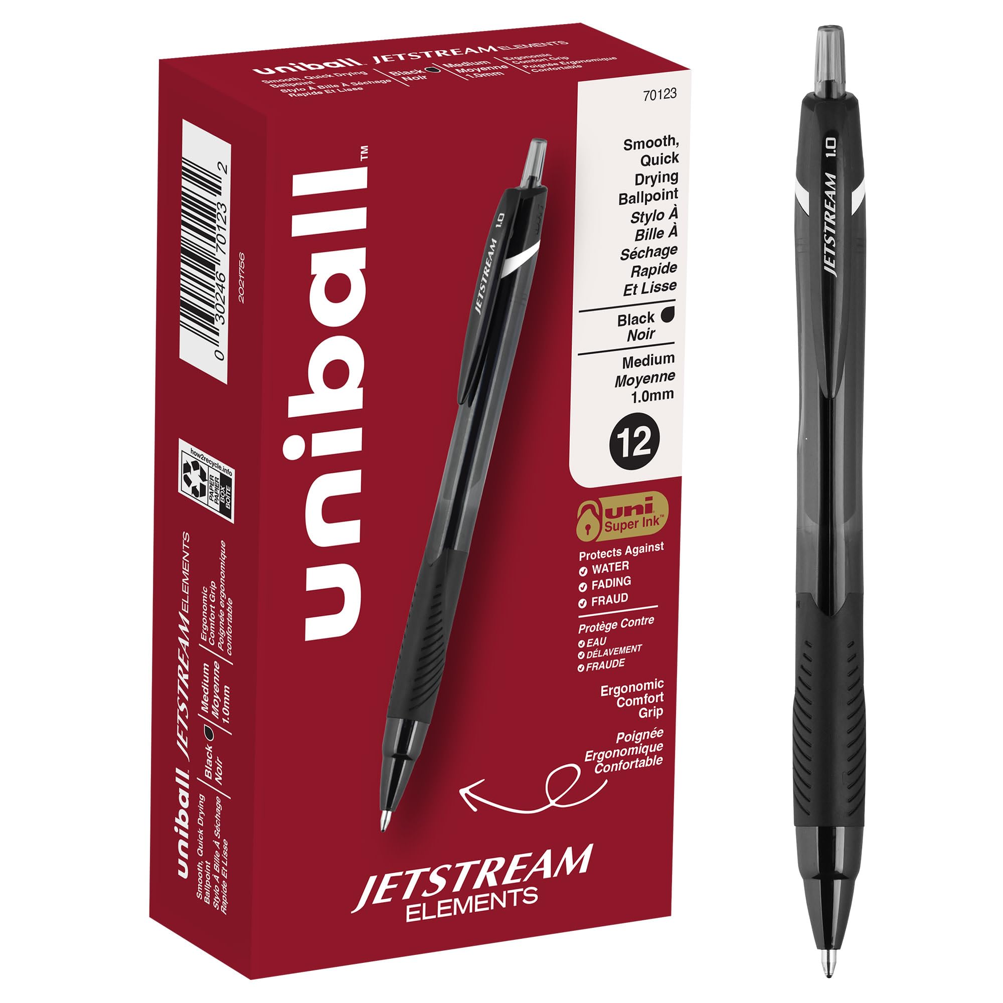 Bolígrafos Uni-ball Jetstream Elements, Tamaño Mediano, Negro, 12 Unidades - Venta Internacional. $988