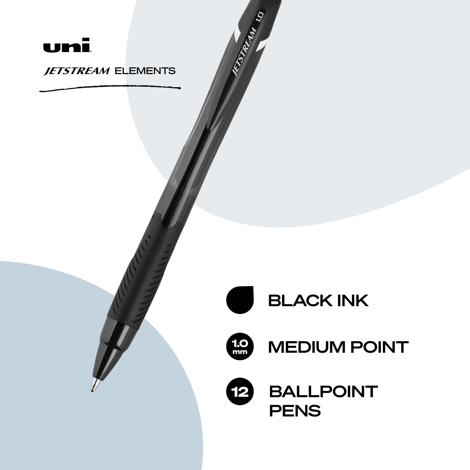 Foto 2 | Bolígrafos Uni-ball Jetstream Elements, Tamaño Mediano, Negro, 12 Unidades - Venta Internacional.
