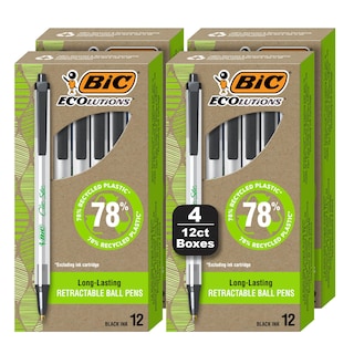Foto 1 | Bolígrafos Bic Ecolutions Clic Stic Negros, Tamaño Mediano, Paquete De 48 - Venta Internacional.