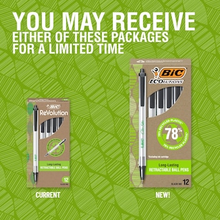 Foto 2 | Bolígrafos Bic Ecolutions Clic Stic Negros, Tamaño Mediano, Paquete De 48 - Venta Internacional.