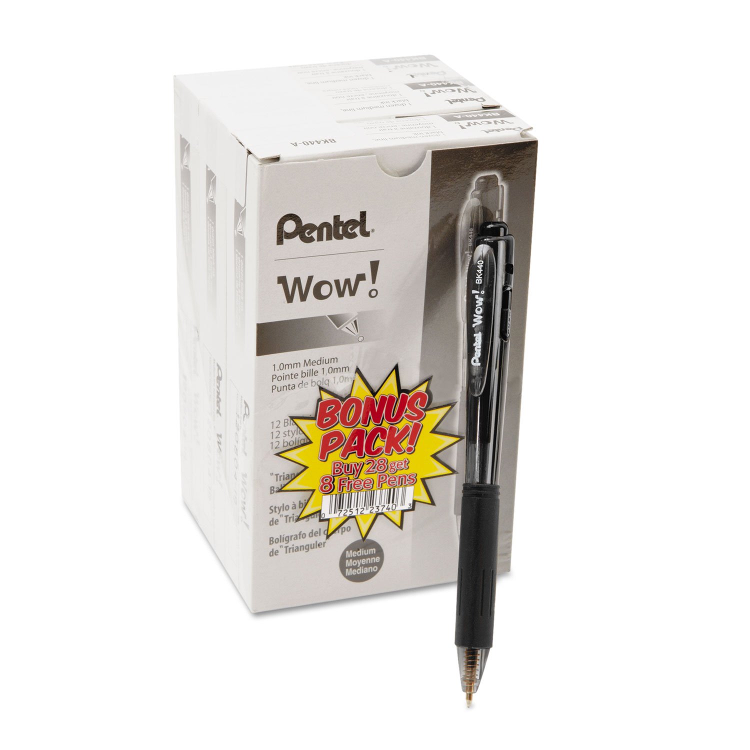 Bolígrafo Pentel ¡guau! Bk440aswus, Negro, Paquete De 36 Unidades, 1 Mm - Venta Internacional.