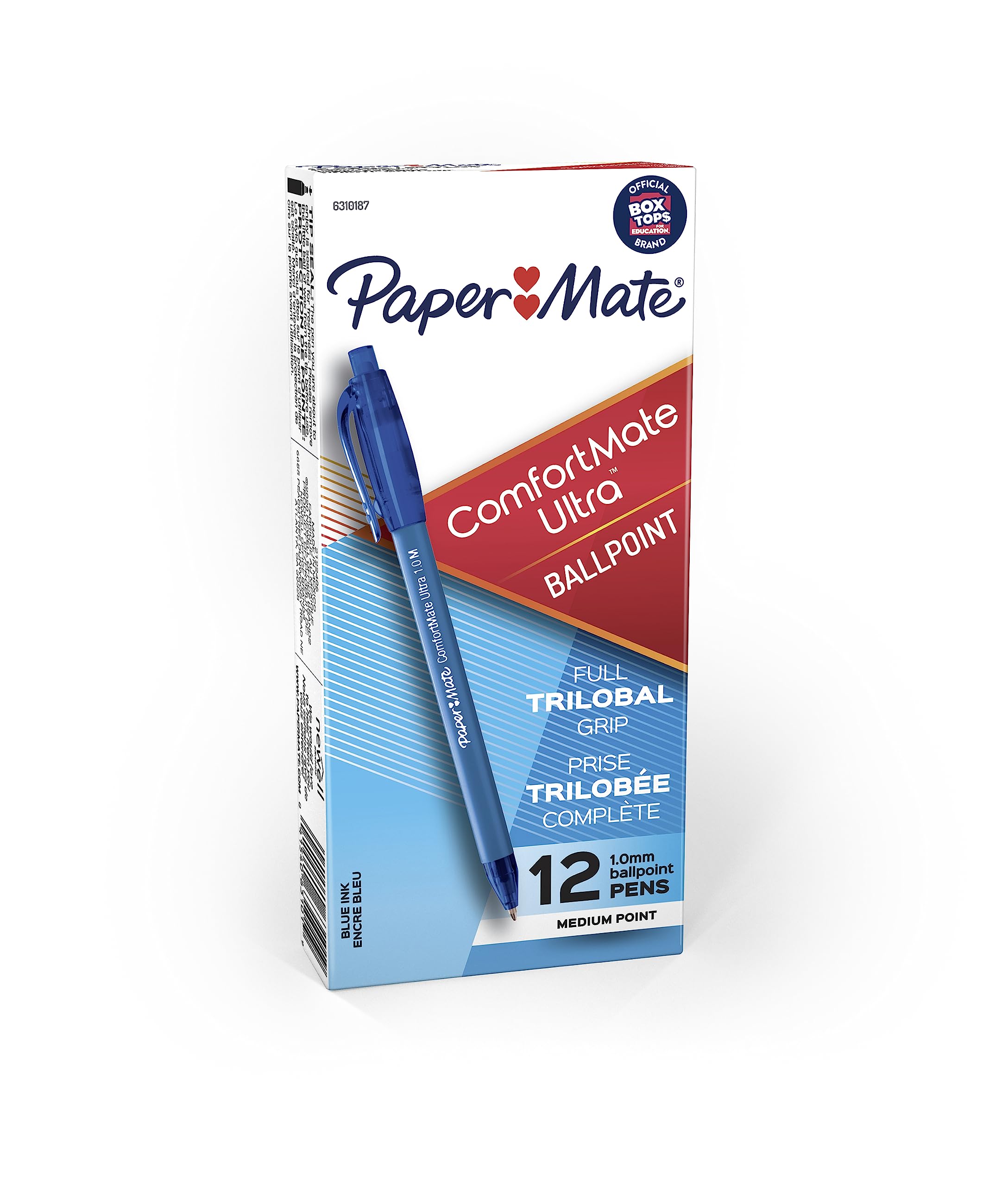 Bolígrafos Paper Mate Comfortmate Azul 12 Unidades - Venta Internacional.