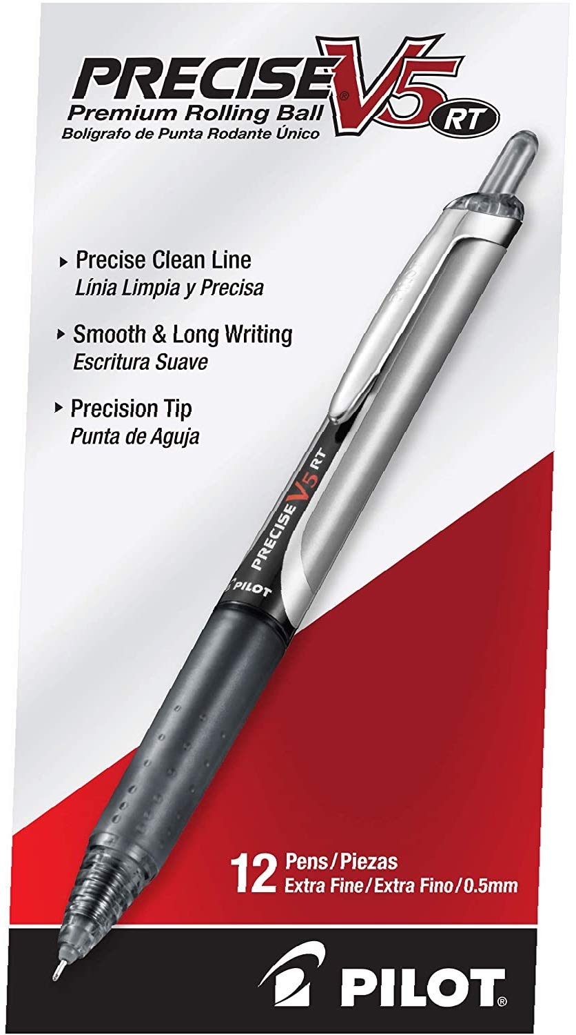 Pen Pilot Precise V5 Rt Recargable Y Retráctil Negro X12 - Venta Internacional.