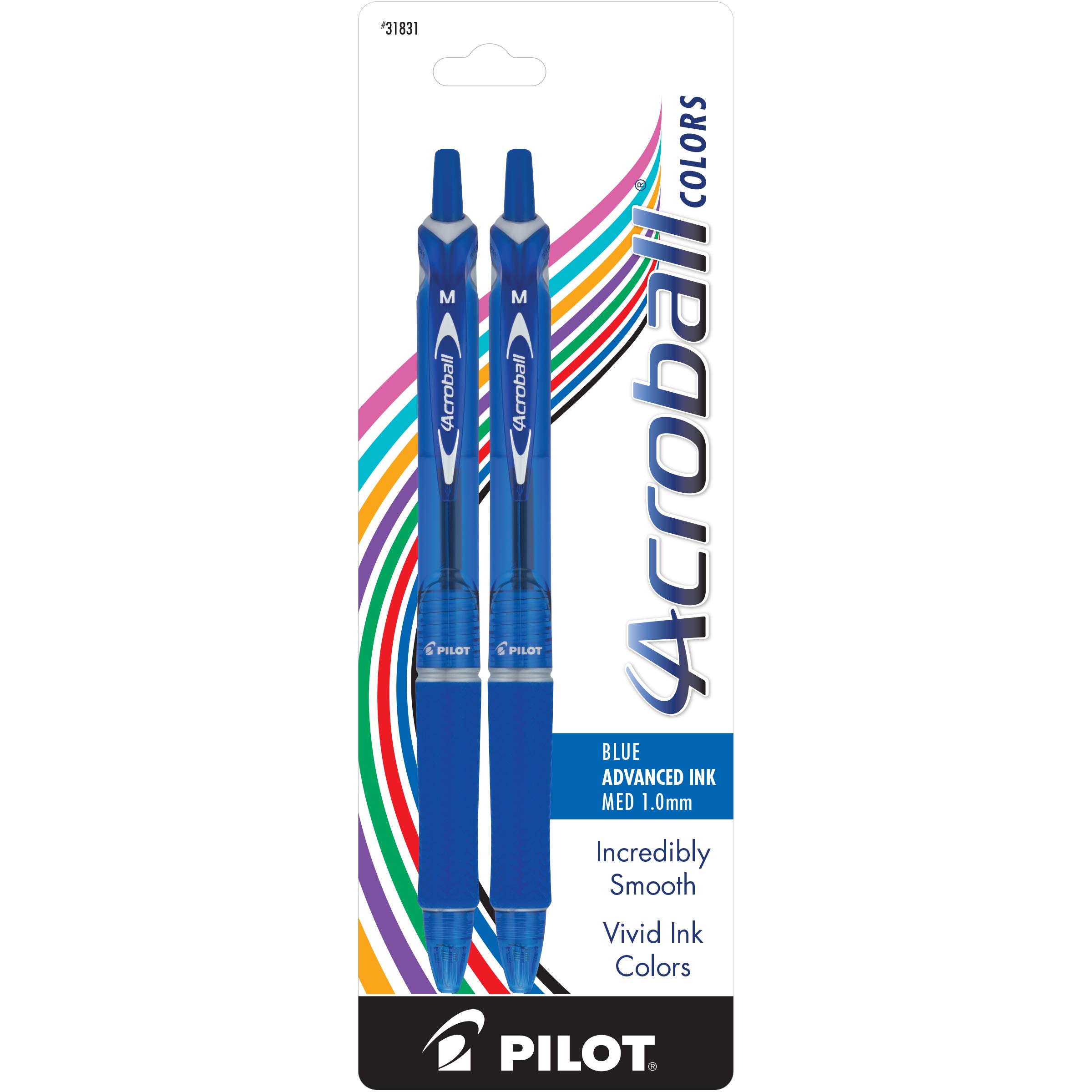 Bolígrafos Pilot Acroball Colors, Tinta Azul, Paquete De 2 - Venta Internacional.