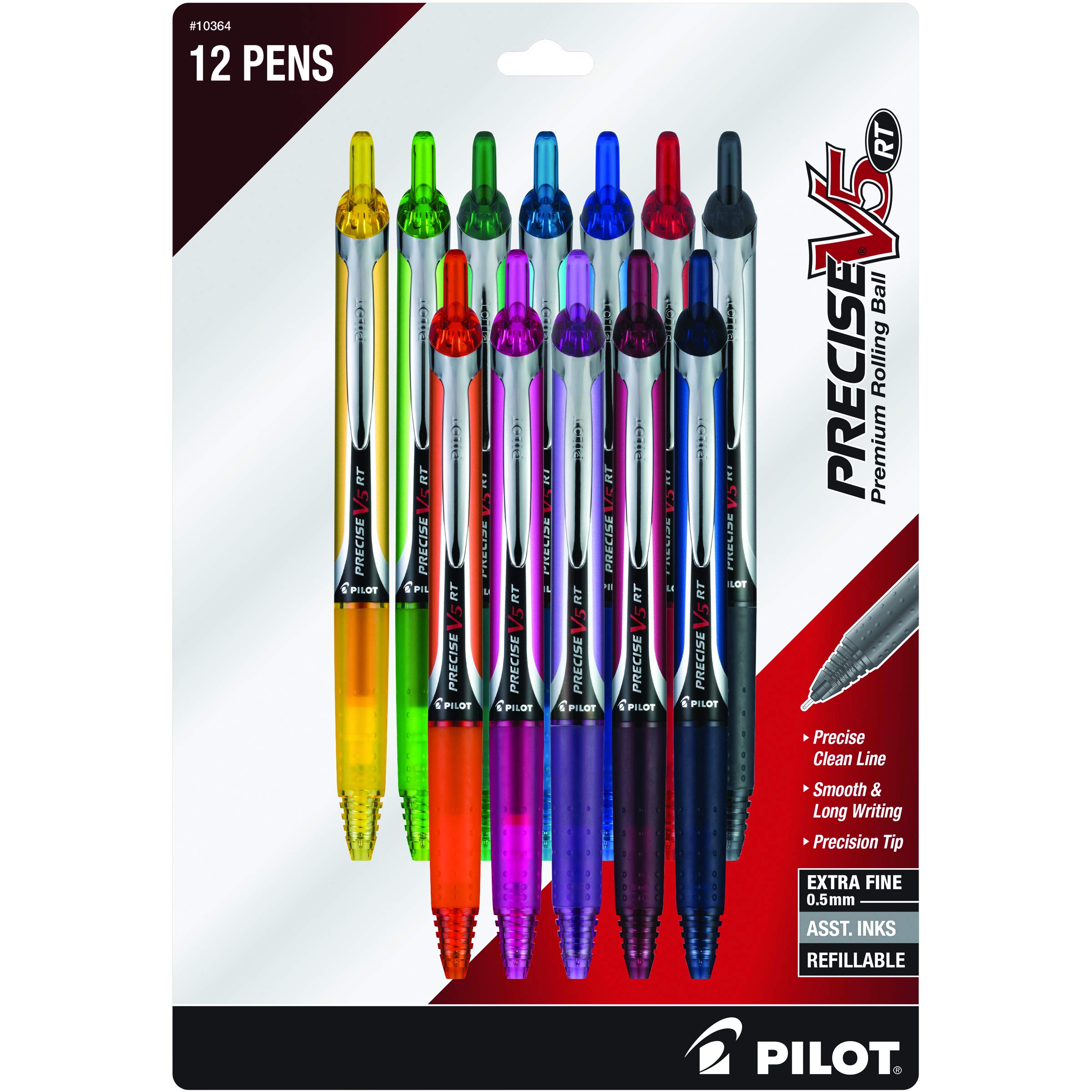 Bolígrafos Con Ruedas Pilot Precise V5 Rt, 0,5 Mm, Paquete De 12 - Venta Internacional.