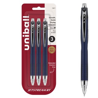 Foto 1 | Bolígrafo Uni-ball Jetstream Rt Negro De Punta Fina De 0,7 Mm, Paquete De 3 - Venta Internacional.