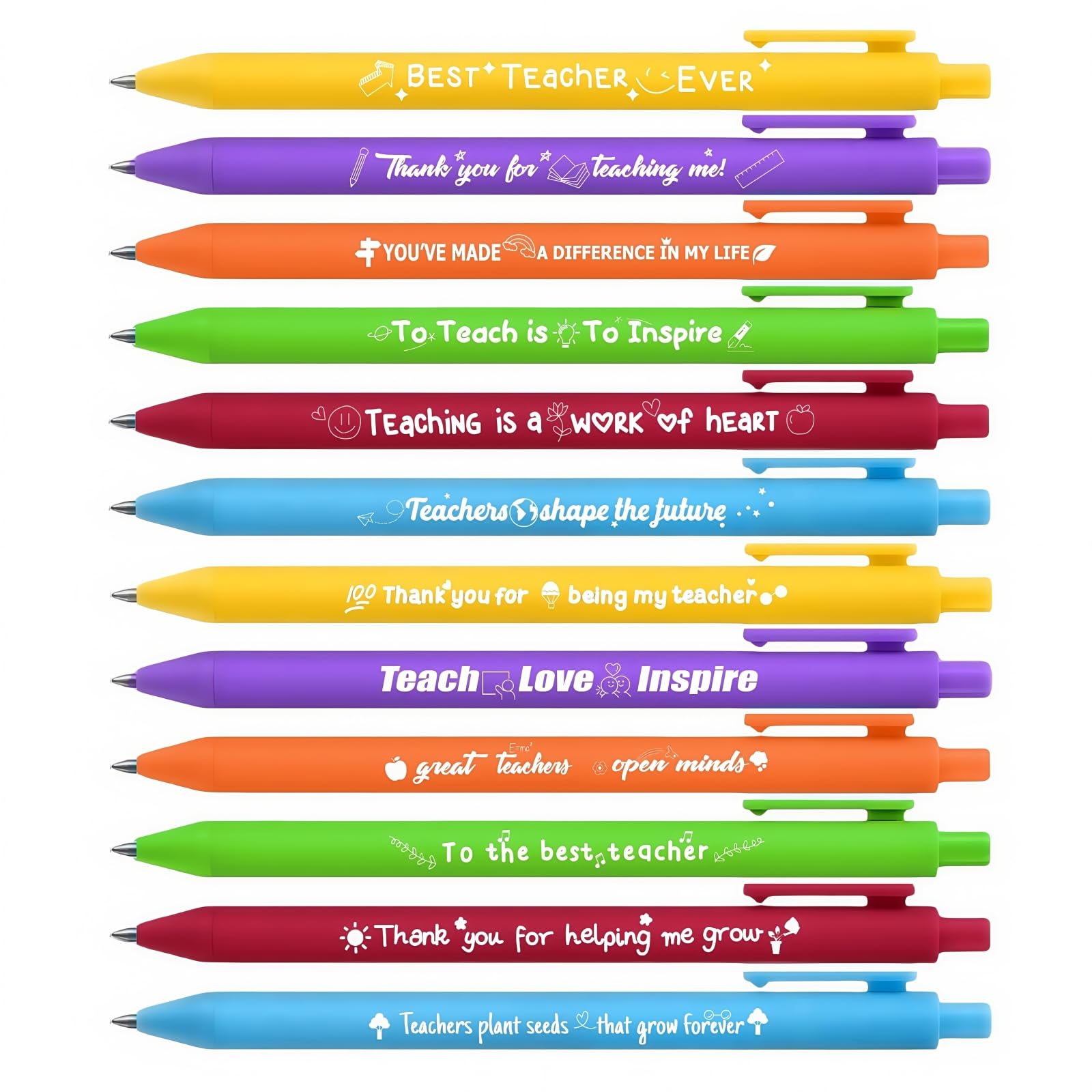 Foto 1 | Juego De Bolígrafos Jxueych Con Citas Bonitas E Inspiradoras, 12 Piezas, Para Profesor - Venta Internacional.