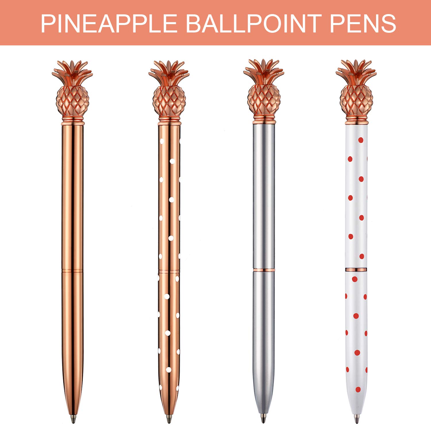 Foto 3 pulgar | Bolígrafo Pen Outus Pineapple En Oro Rosa Con Tinta Negra (8 Unidades) - Venta Internacional.