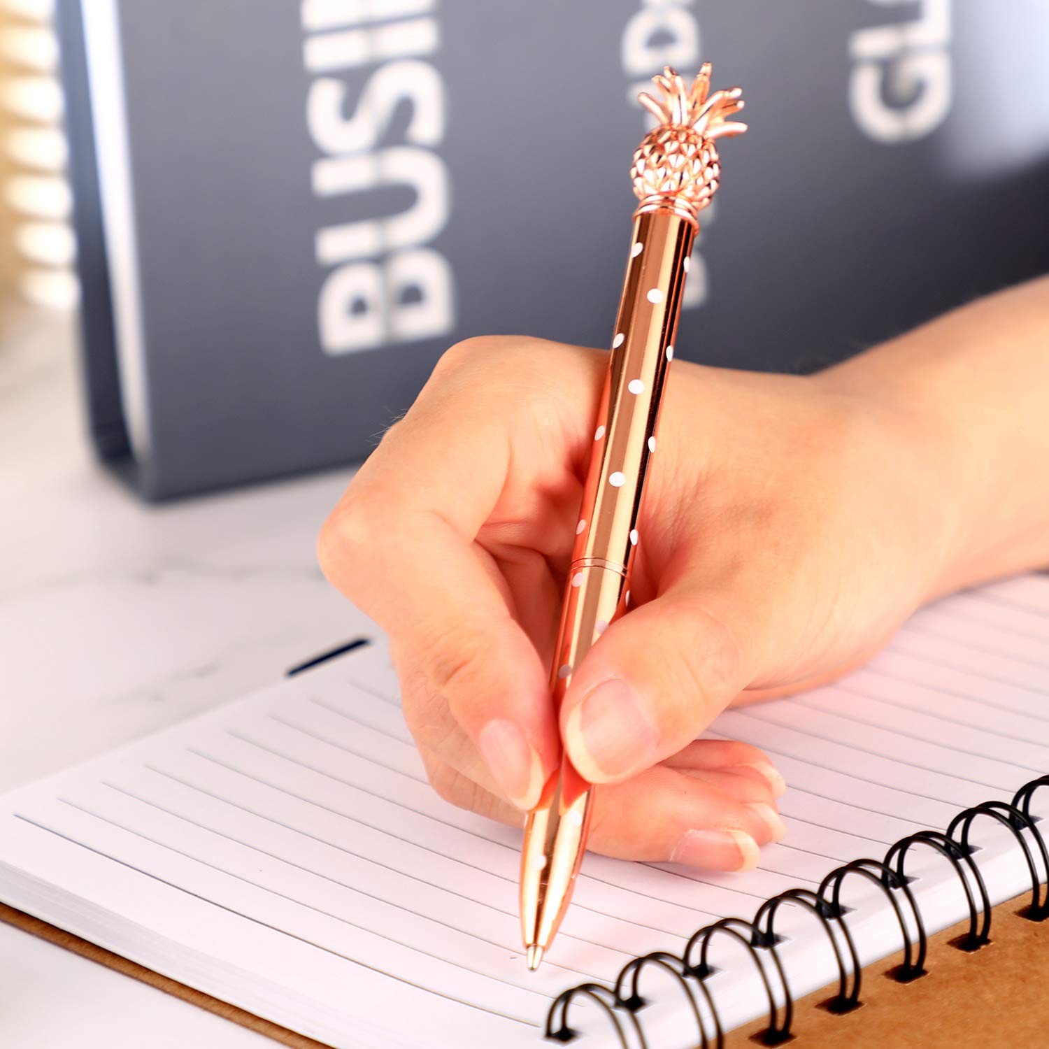 Foto 7 | Bolígrafo Pen Outus Pineapple En Oro Rosa Con Tinta Negra (8 Unidades) - Venta Internacional.