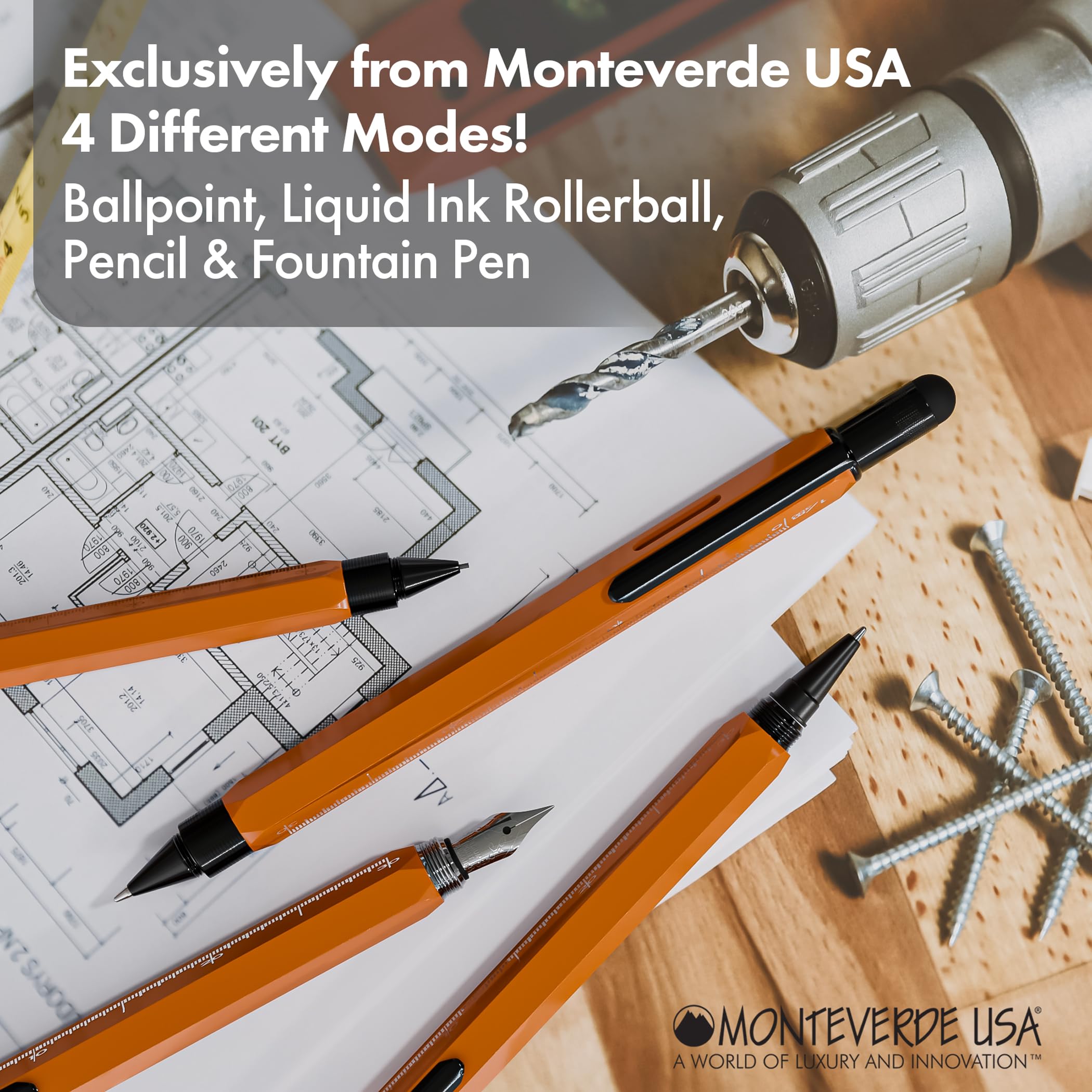 Foto 6 | Bolígrafo Multifuncional Monteverde Usa 9 En 1 Tool Naranja - Venta Internacional.