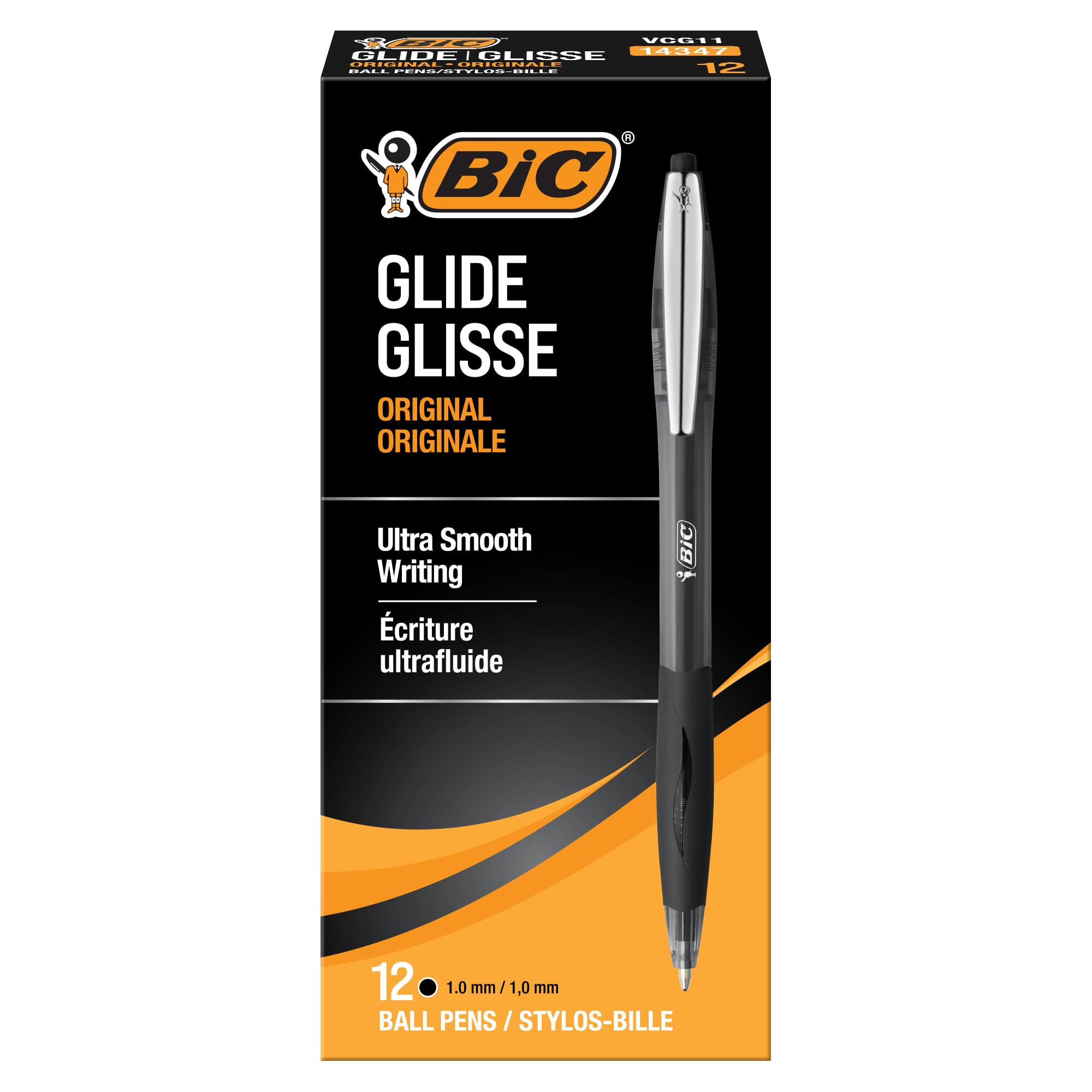Foto 2 pulgar | Bolígrafo Retráctil Negro Bic Glide De 1 0 Mm  Paquete De 12 - Venta Internacional.