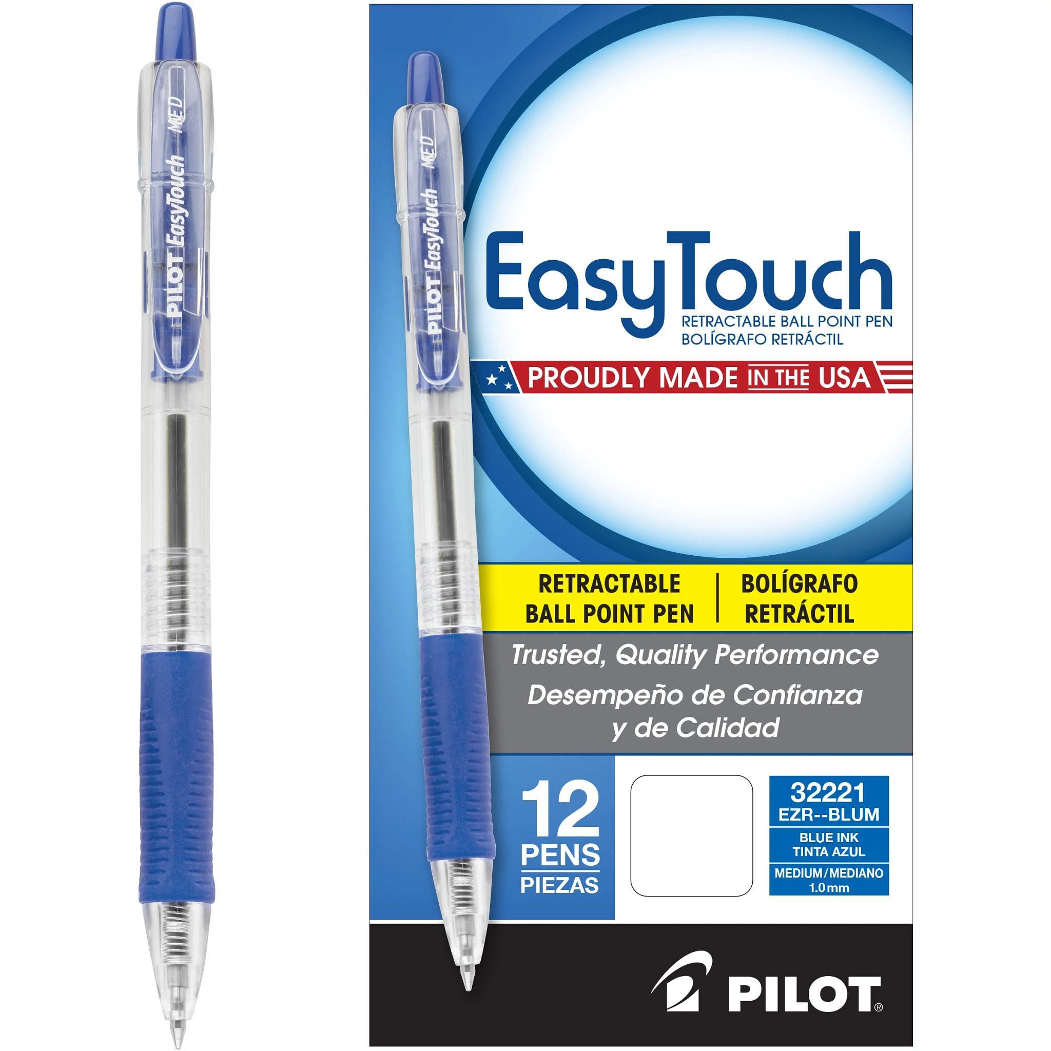 Bolígrafos Pilot Easytouch De Tinta Azul Recargable Y Retráctil - Venta Internacional.
