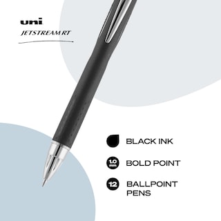 Foto 2 | Bolígrafos Uni-ball Jetstream Rt De Punta Mediana Color Negro Paquete De 12 - Venta Internacional.